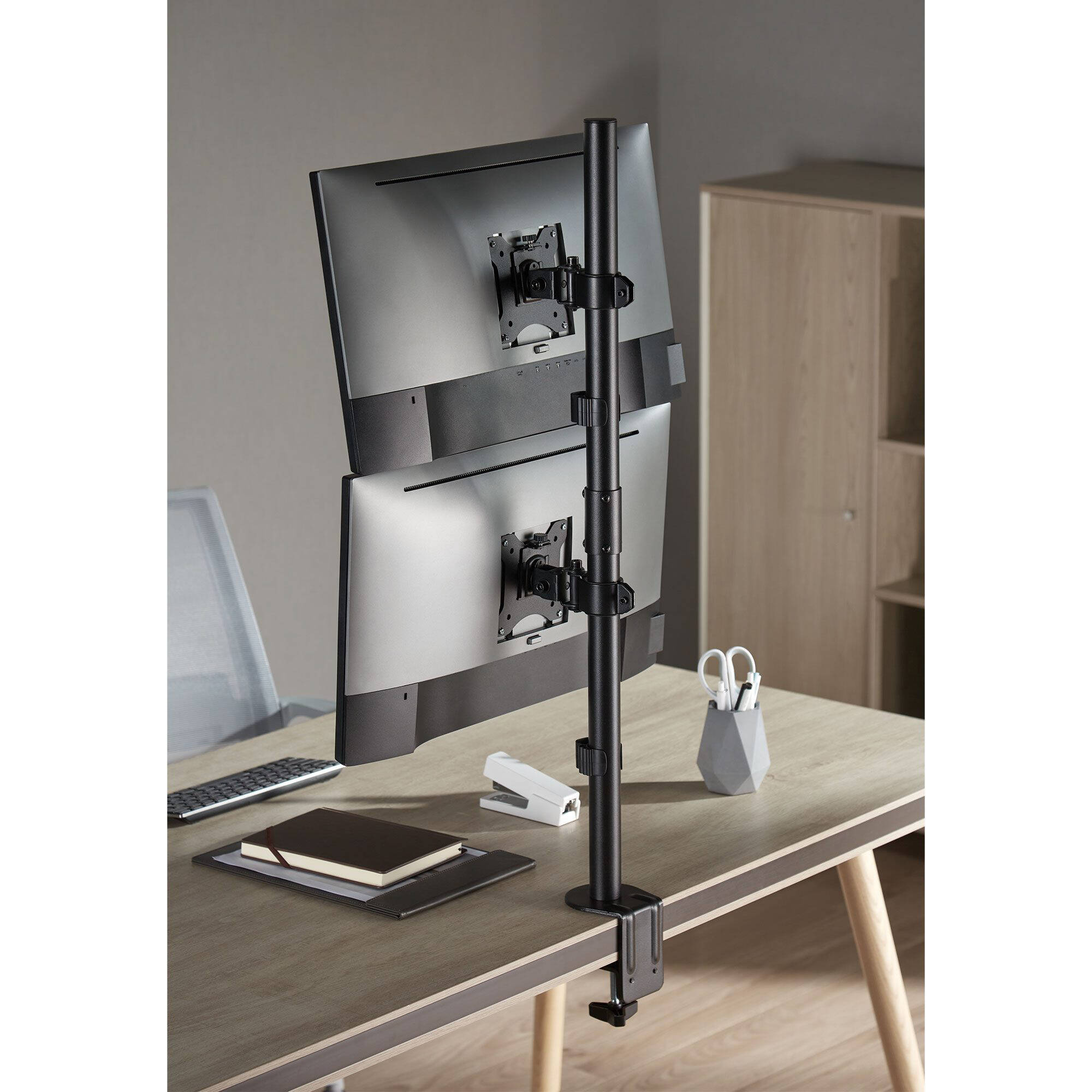 Rocstor ERGOREACH EP6 dual screen monitor mount with C-clamp and grommet support — view 10