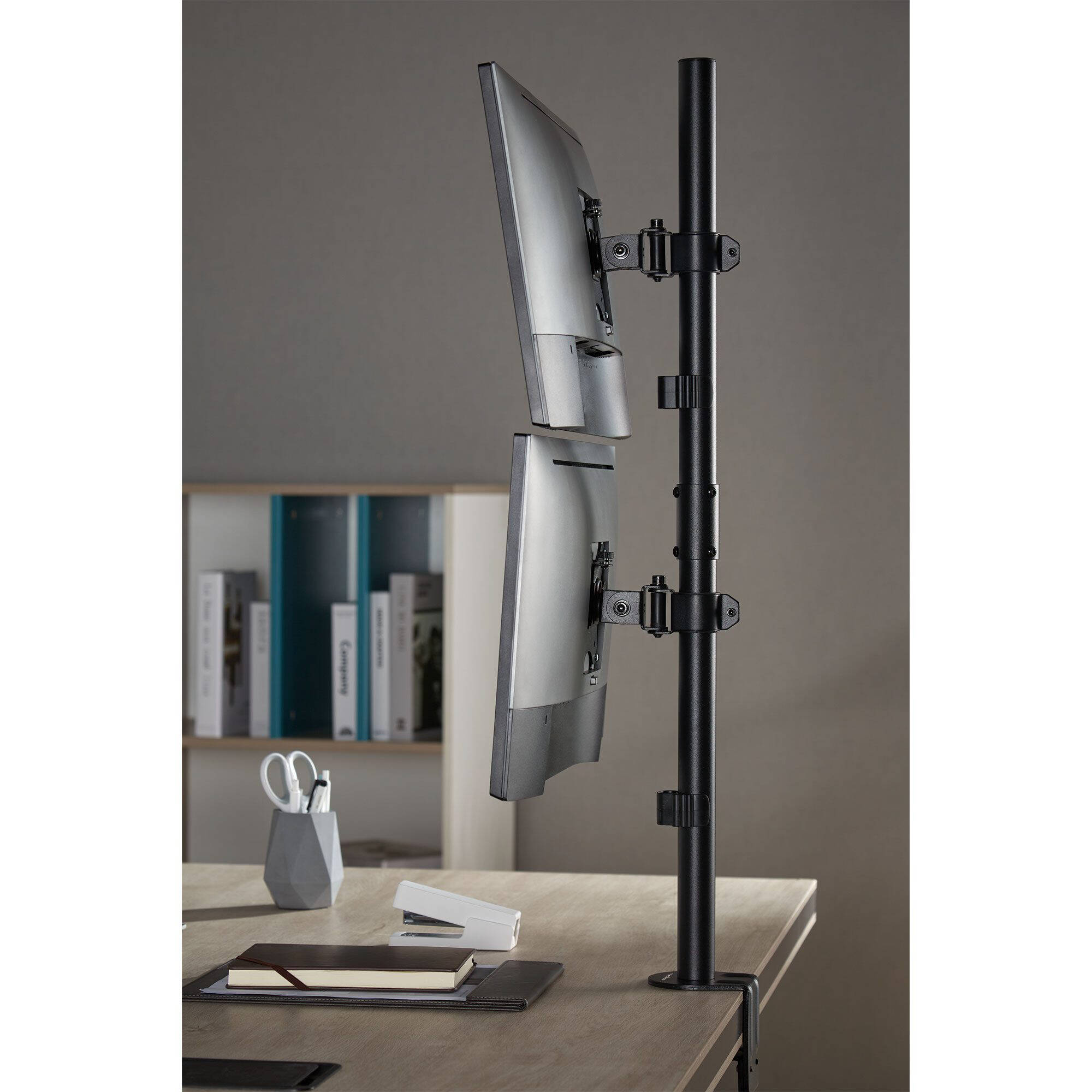 Rocstor ERGOREACH EP6 dual screen monitor mount with C-clamp and grommet support — view 9