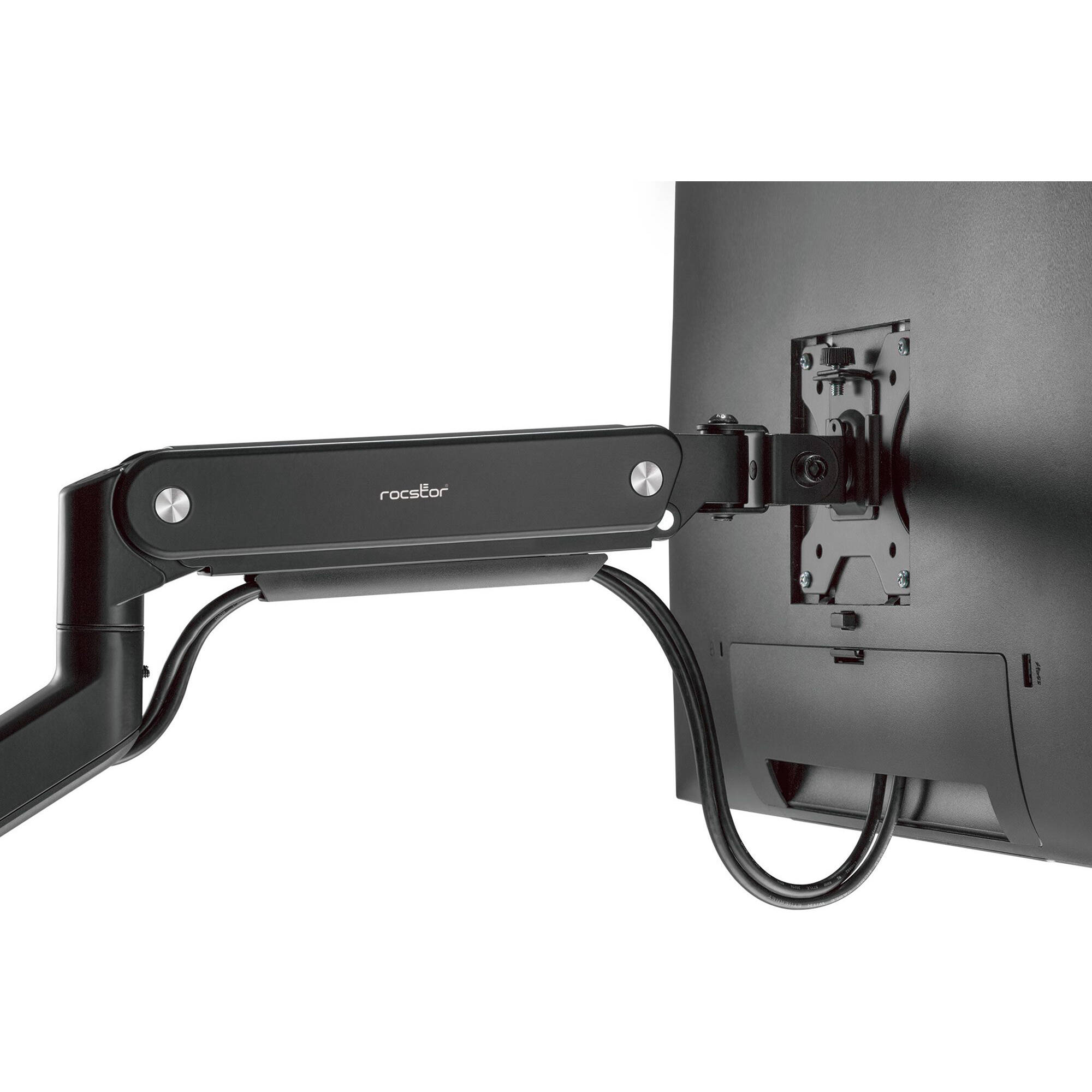 Rocstor ERGOREACH EP9 premium dual ergonomic monitor arm with C-clamp and grommet mounting — view 9