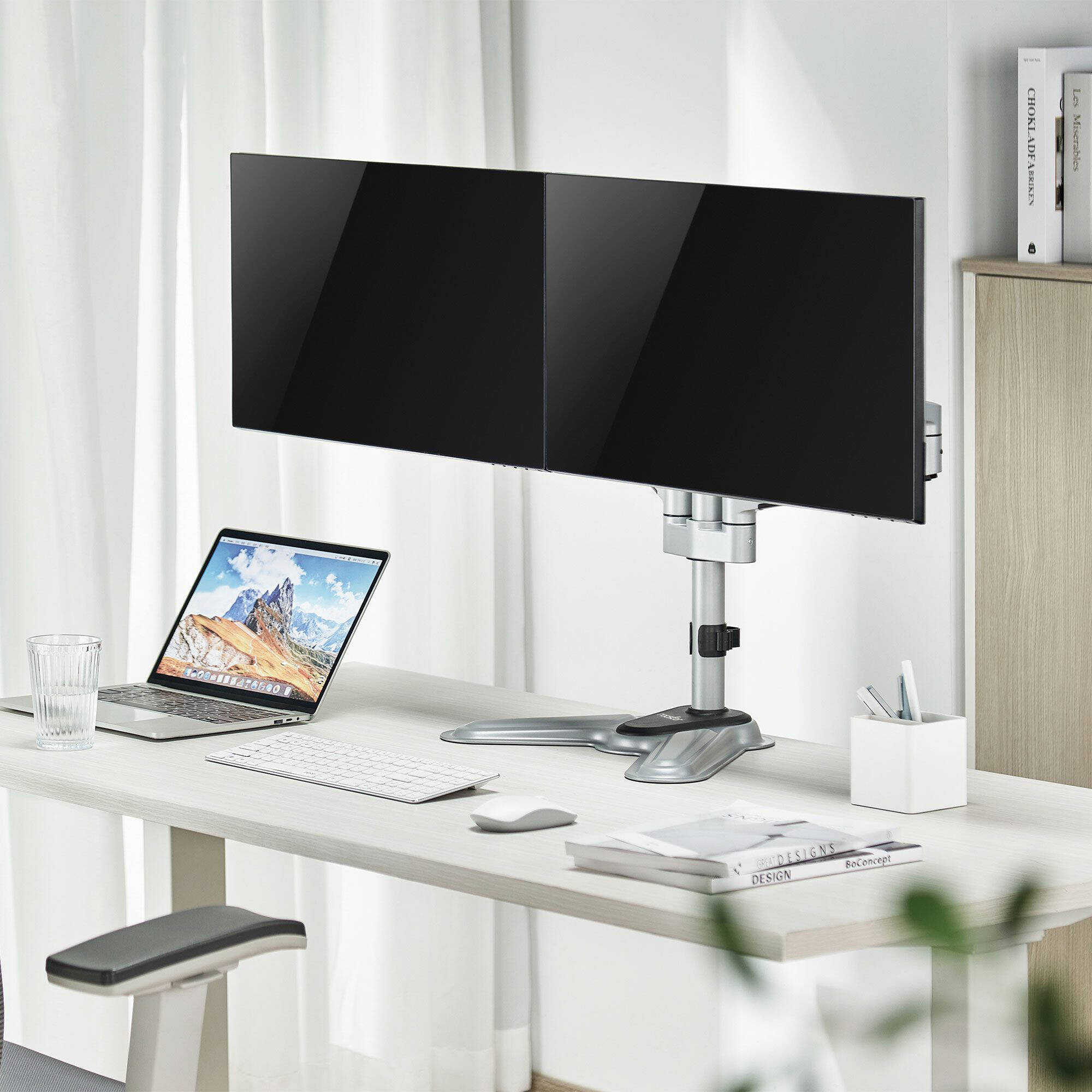 Rocstor ERGOREACH EP11 premium aluminum dual-screen monitor stand for two 32-inch displays — view 12