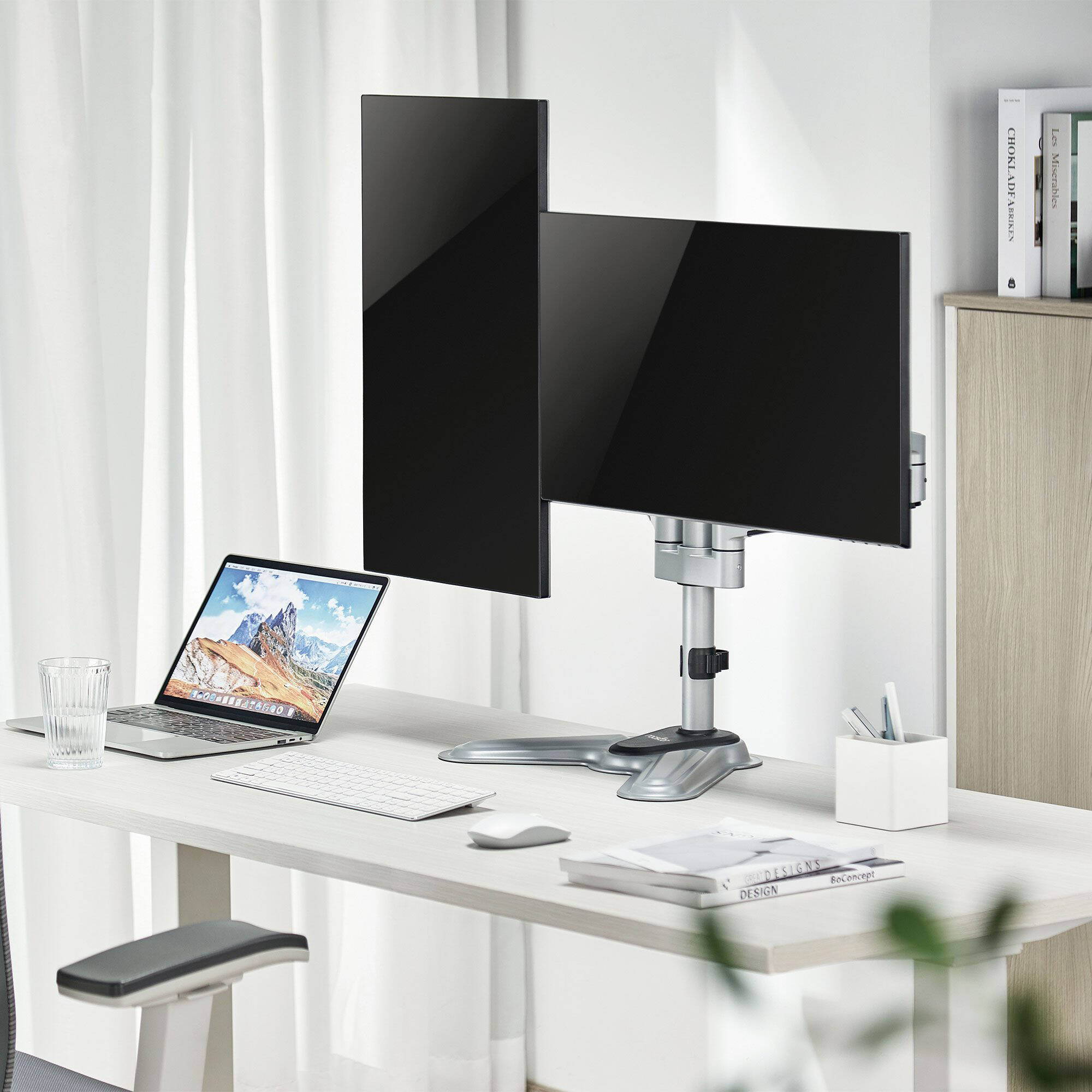 Rocstor ERGOREACH EP11 premium aluminum dual-screen monitor stand for two 32-inch displays — view 8