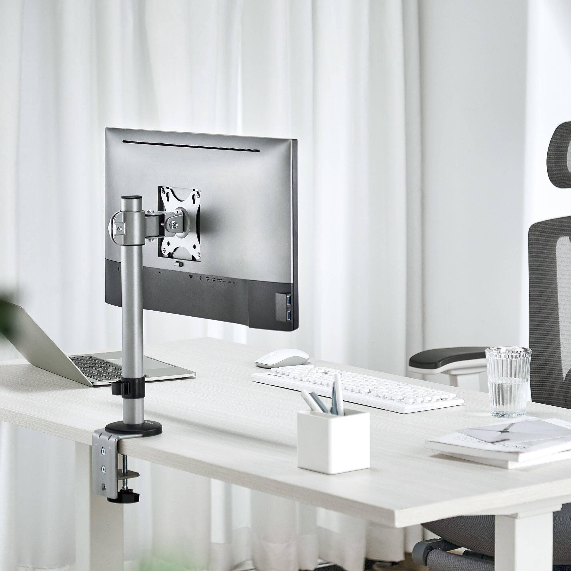 ERGOREACH EP12 single aluminum monitor mount with C-clamp and grommet support — view 8