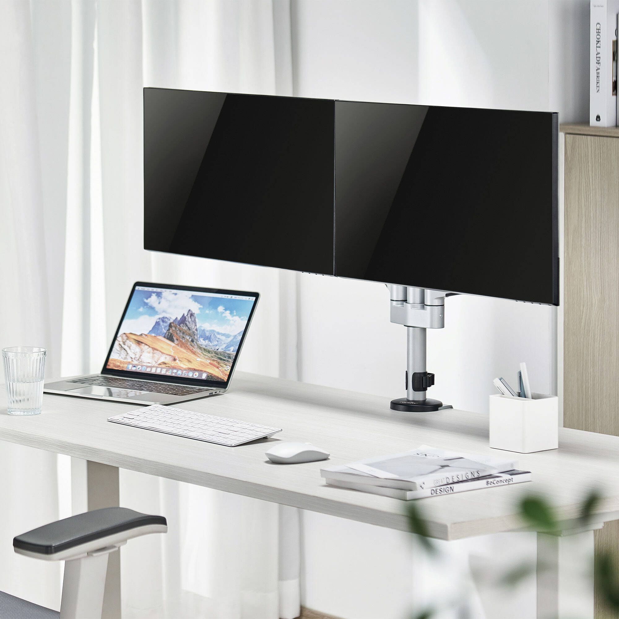 ERGOREACH EP14 premium aluminum articulating dual-screen monitor mount for two displays — view 10