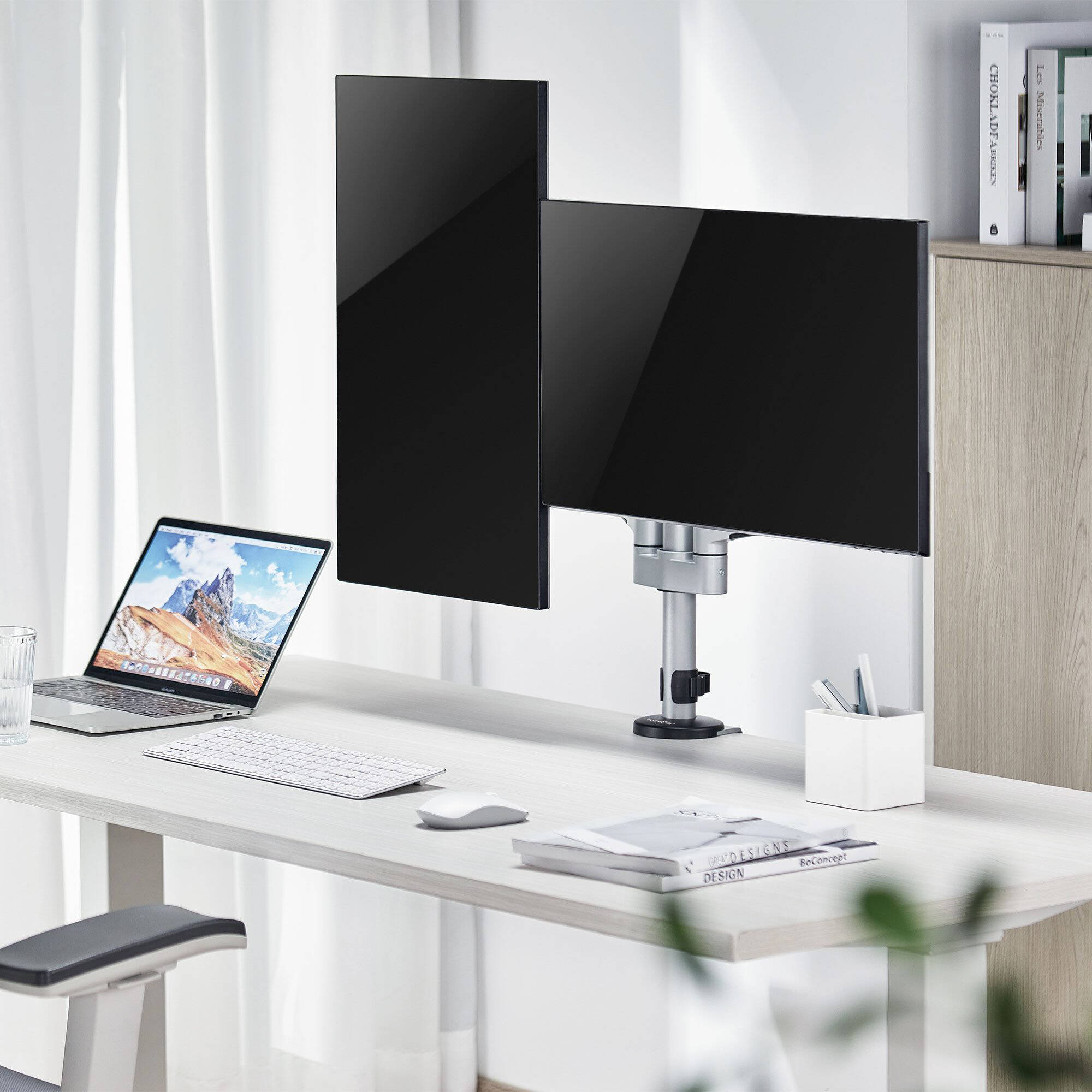 ERGOREACH EP14 premium aluminum articulating dual-screen monitor mount for two displays — view 11