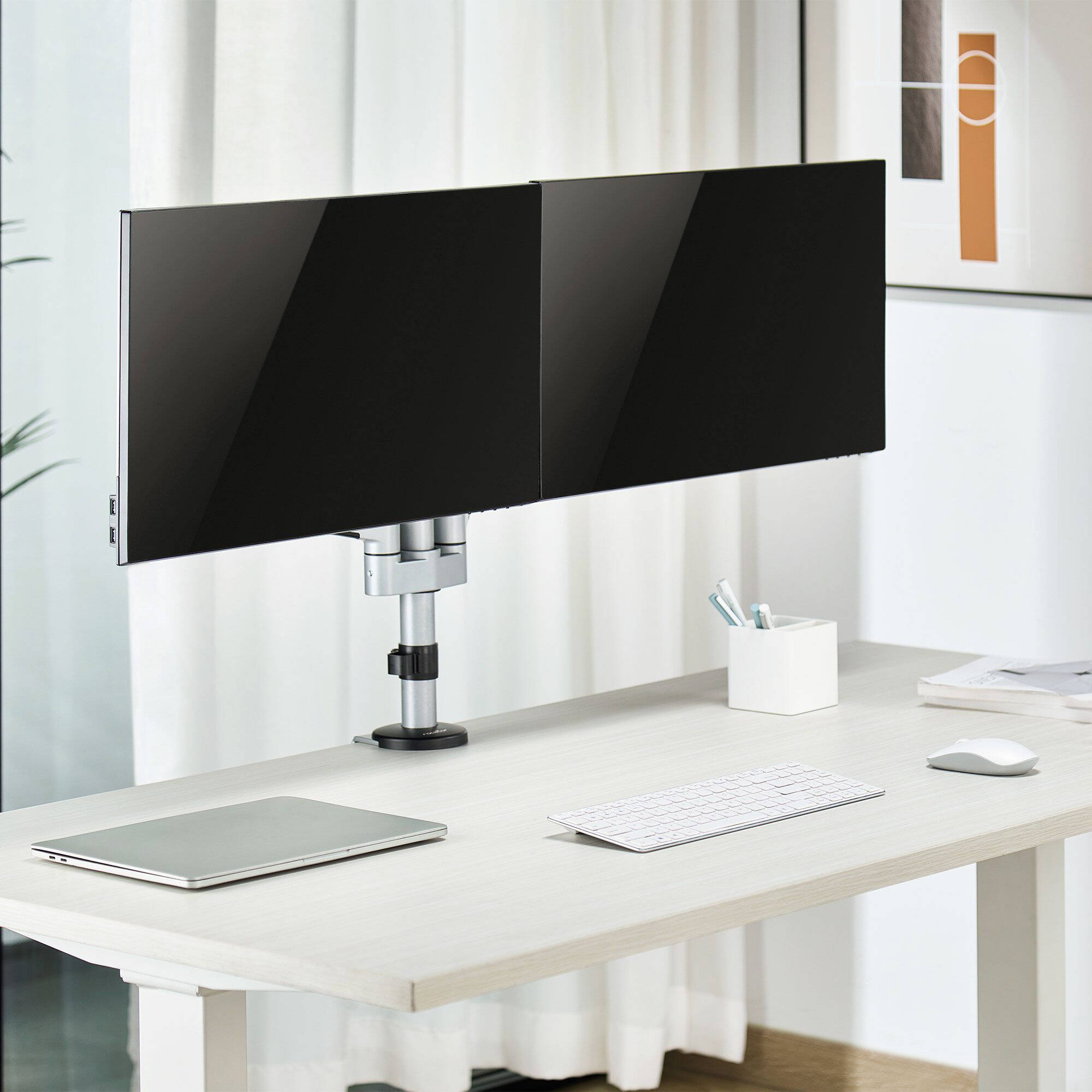 ERGOREACH EP14 premium aluminum articulating dual-screen monitor mount for two displays — view 12