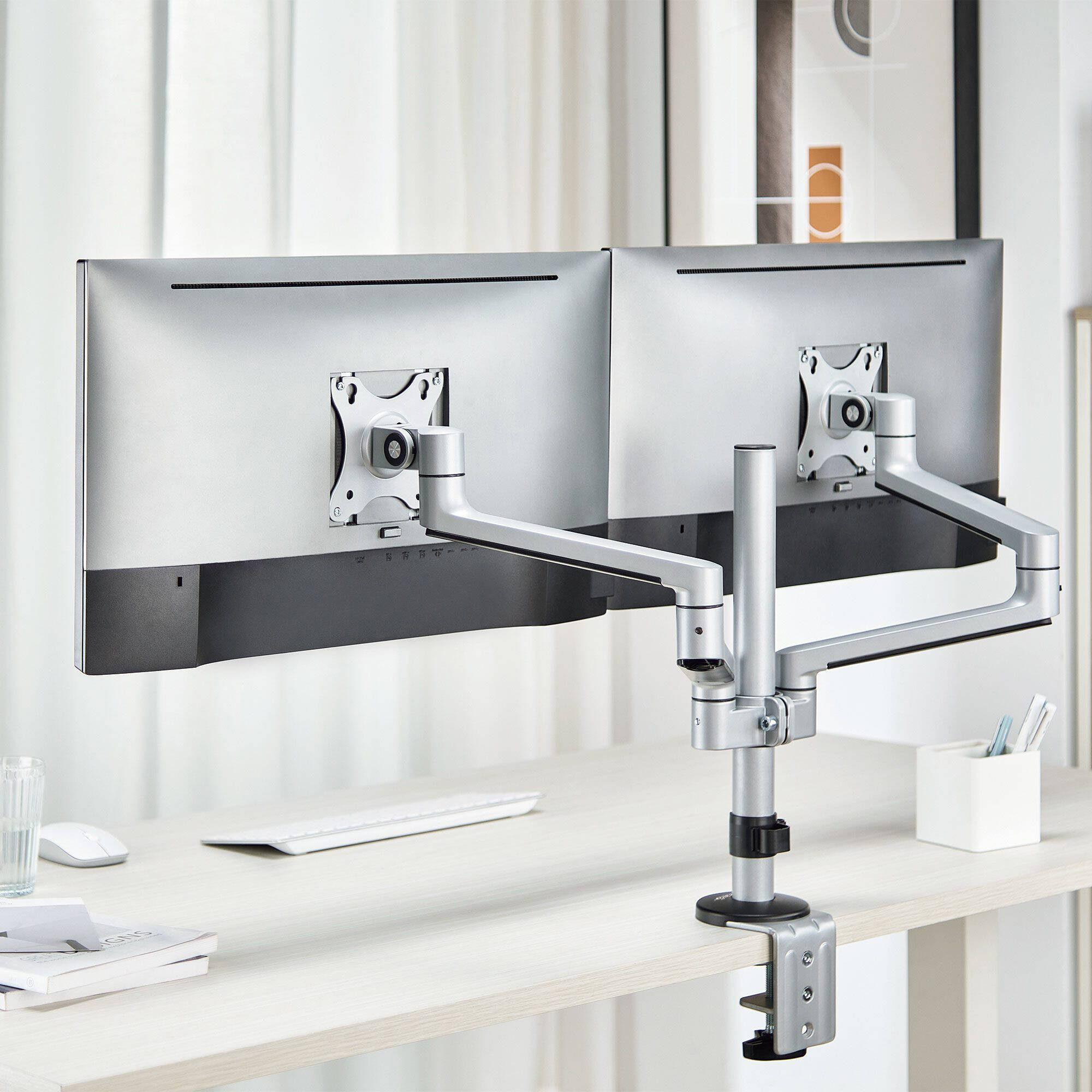 ERGOREACH EP14 premium aluminum articulating dual-screen monitor mount for two displays — view 13