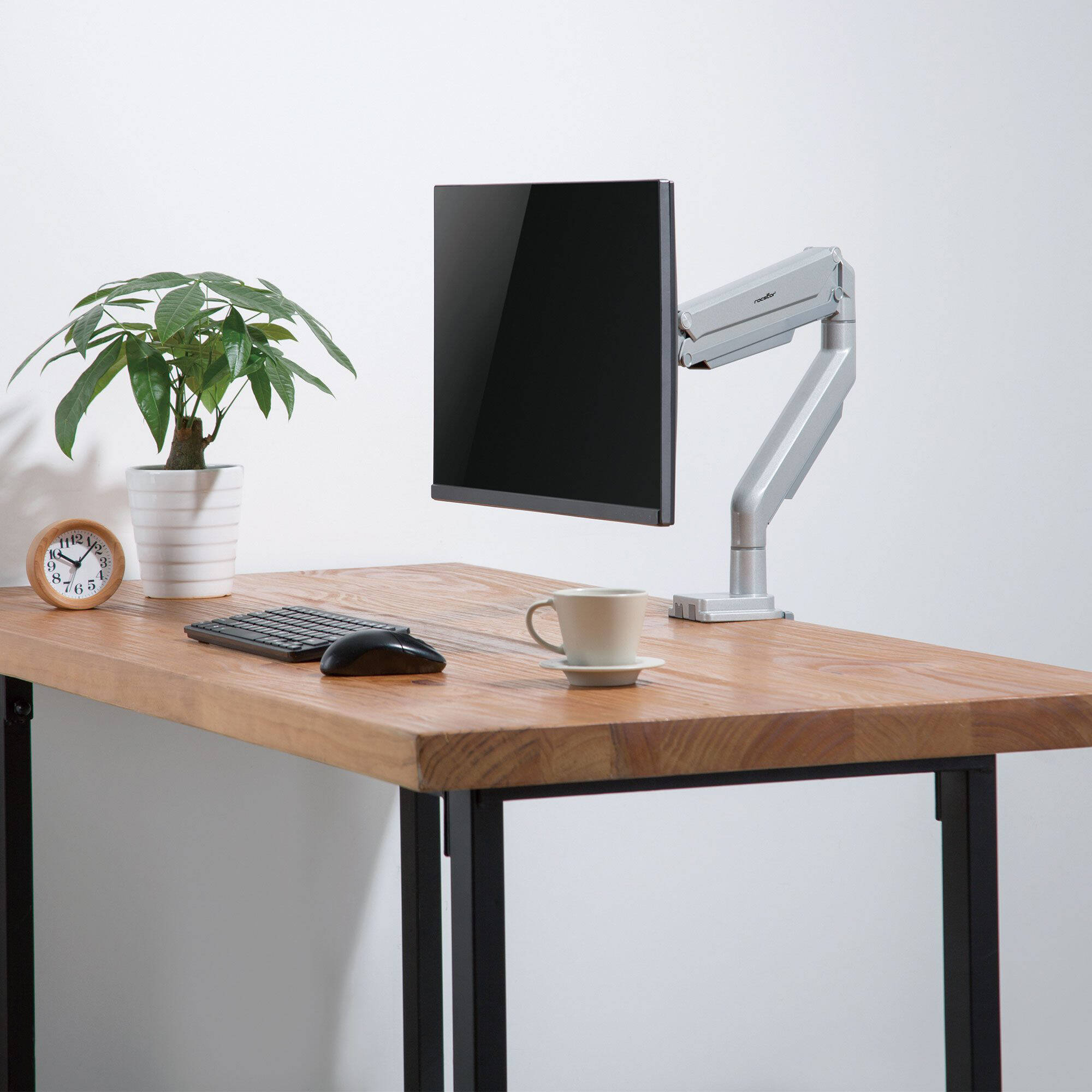 Premium aluminum single ergonomic monitor arm with C-clamp and grommet mounting — view 14