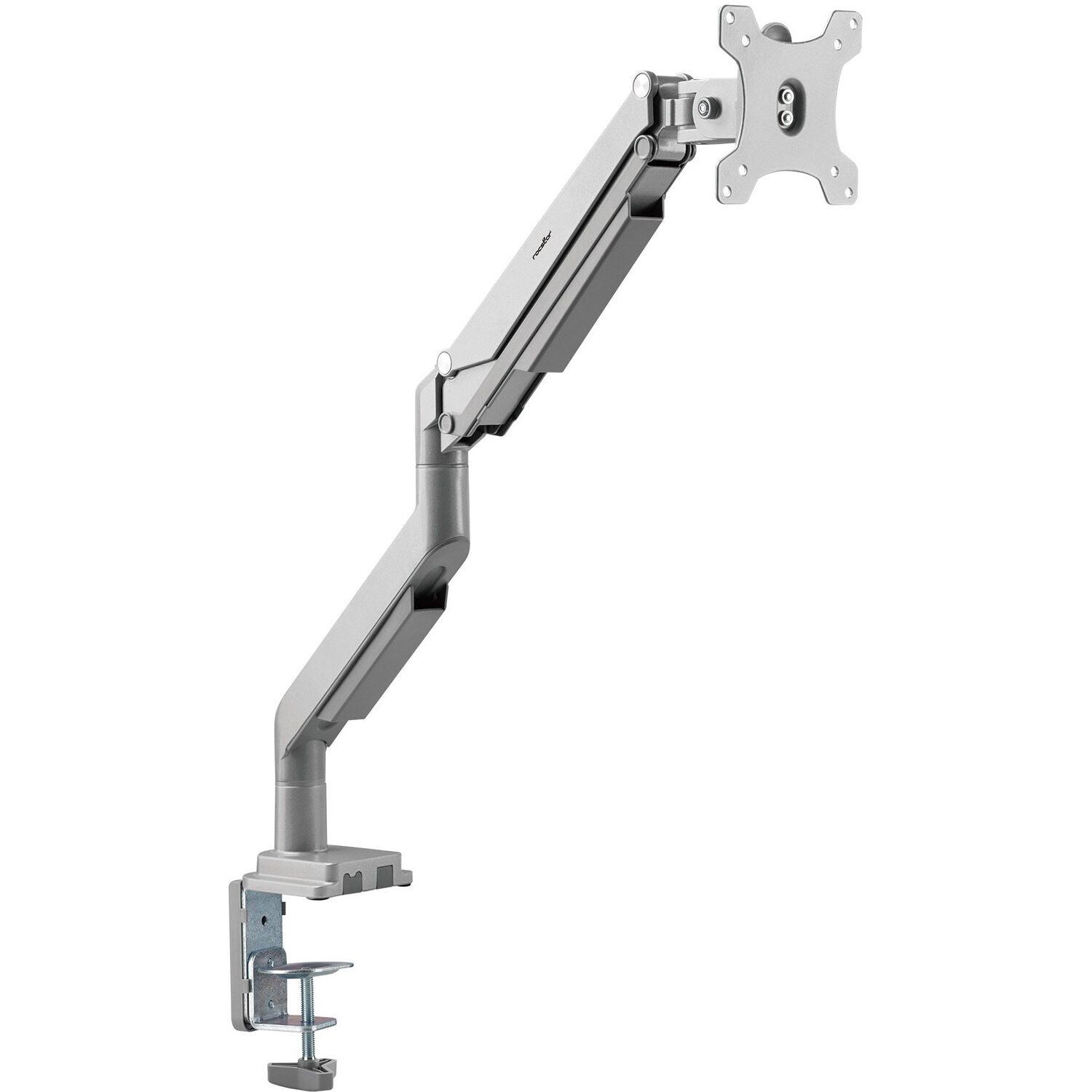Premium aluminum single ergonomic monitor arm with C-clamp and grommet mounting — view 2