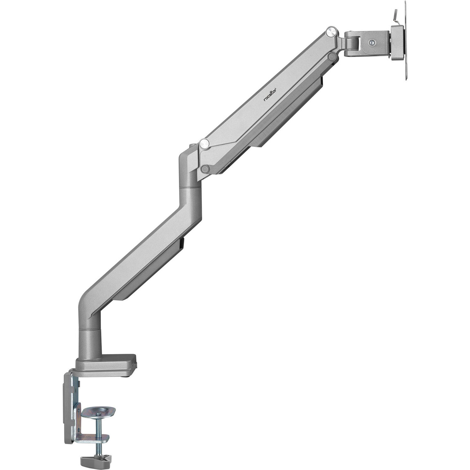 Premium aluminum single ergonomic monitor arm with C-clamp and grommet mounting — view 3