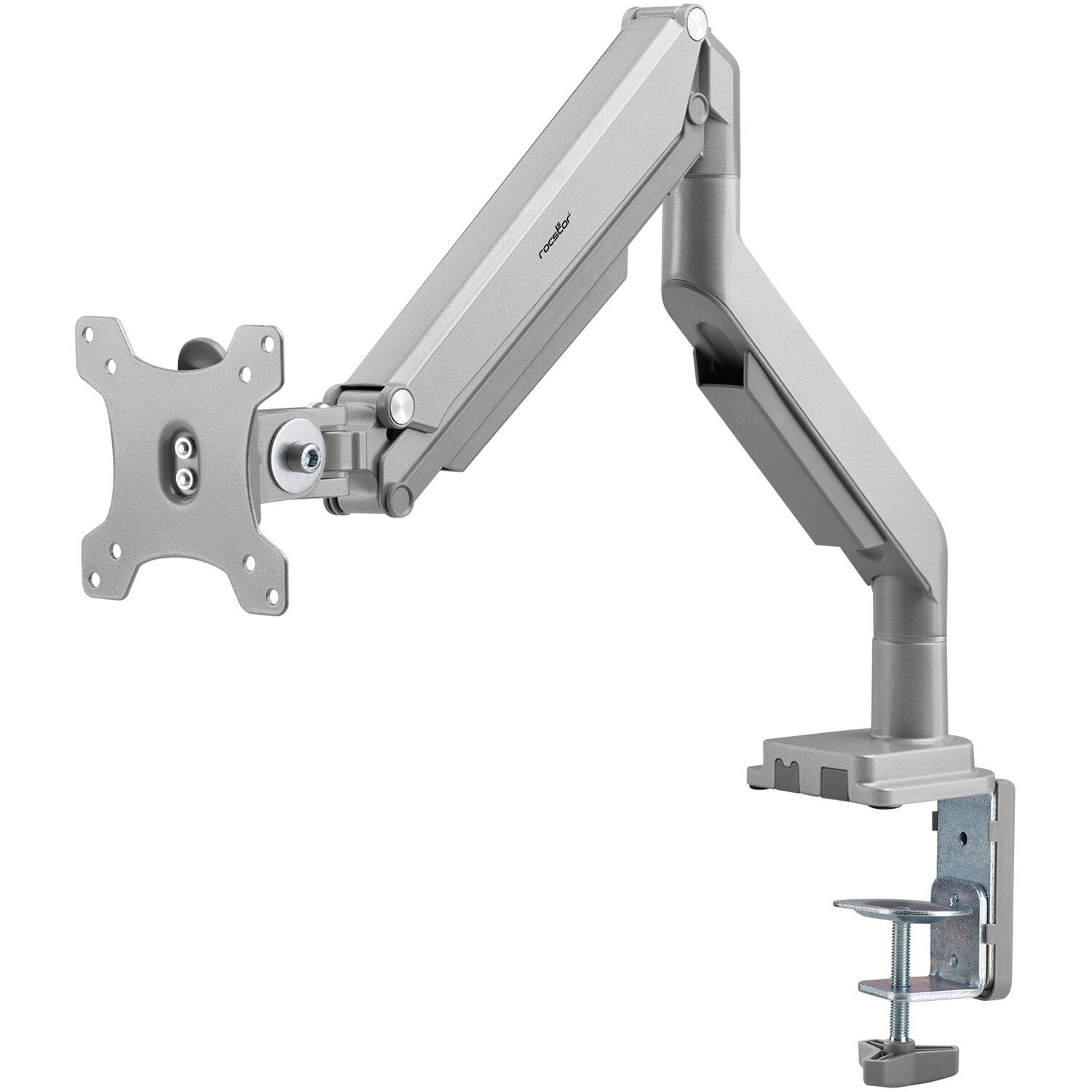 Premium aluminum single ergonomic monitor arm with C-clamp and grommet mounting — view 5