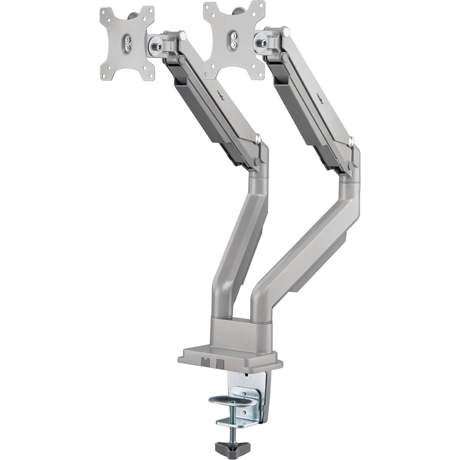 Rocstor ERGOREACH ED4 premium aluminum dual monitor arm with C-clamp and grommet mount — view 3