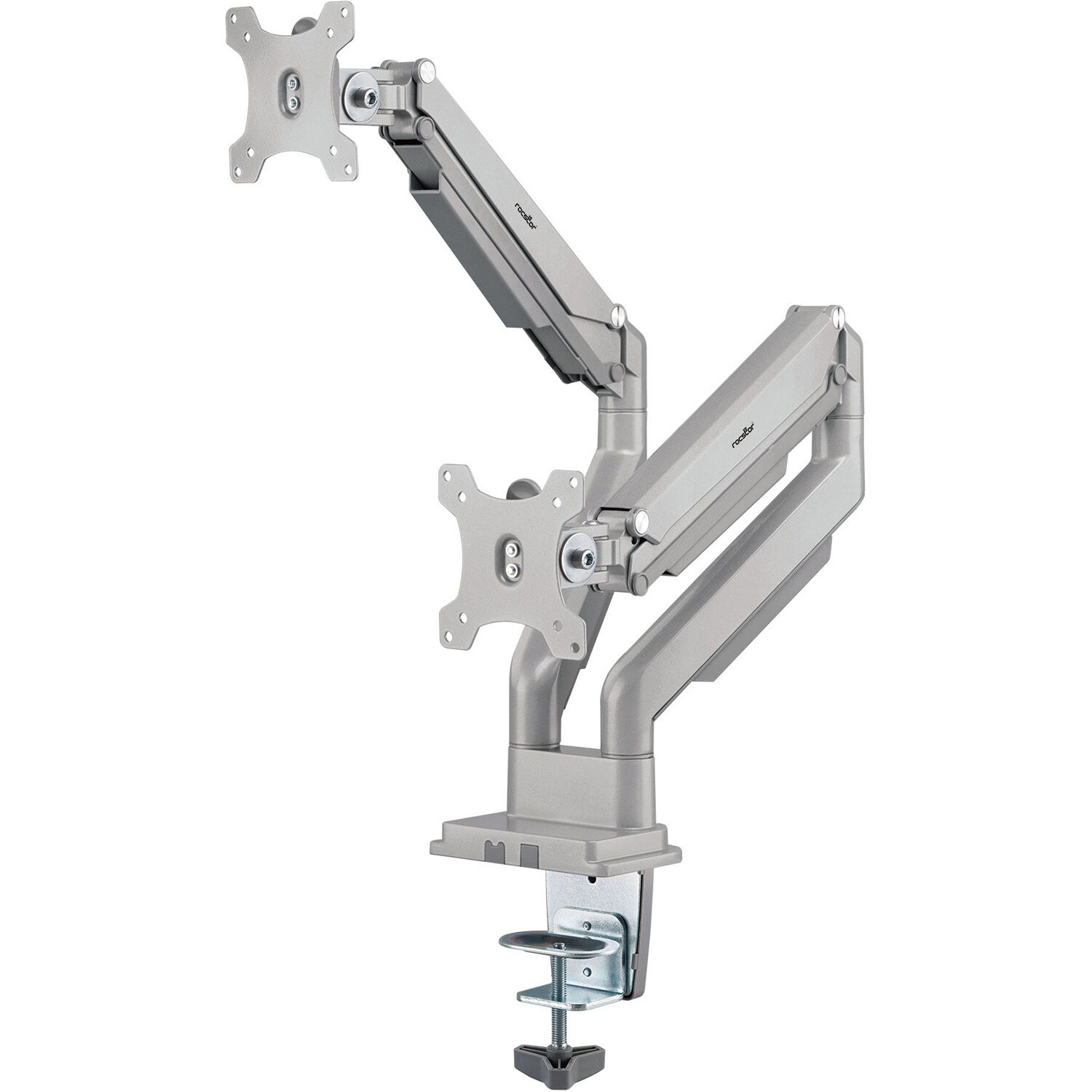 Rocstor ERGOREACH ED4 premium aluminum dual monitor arm with C-clamp and grommet mount — view 4
