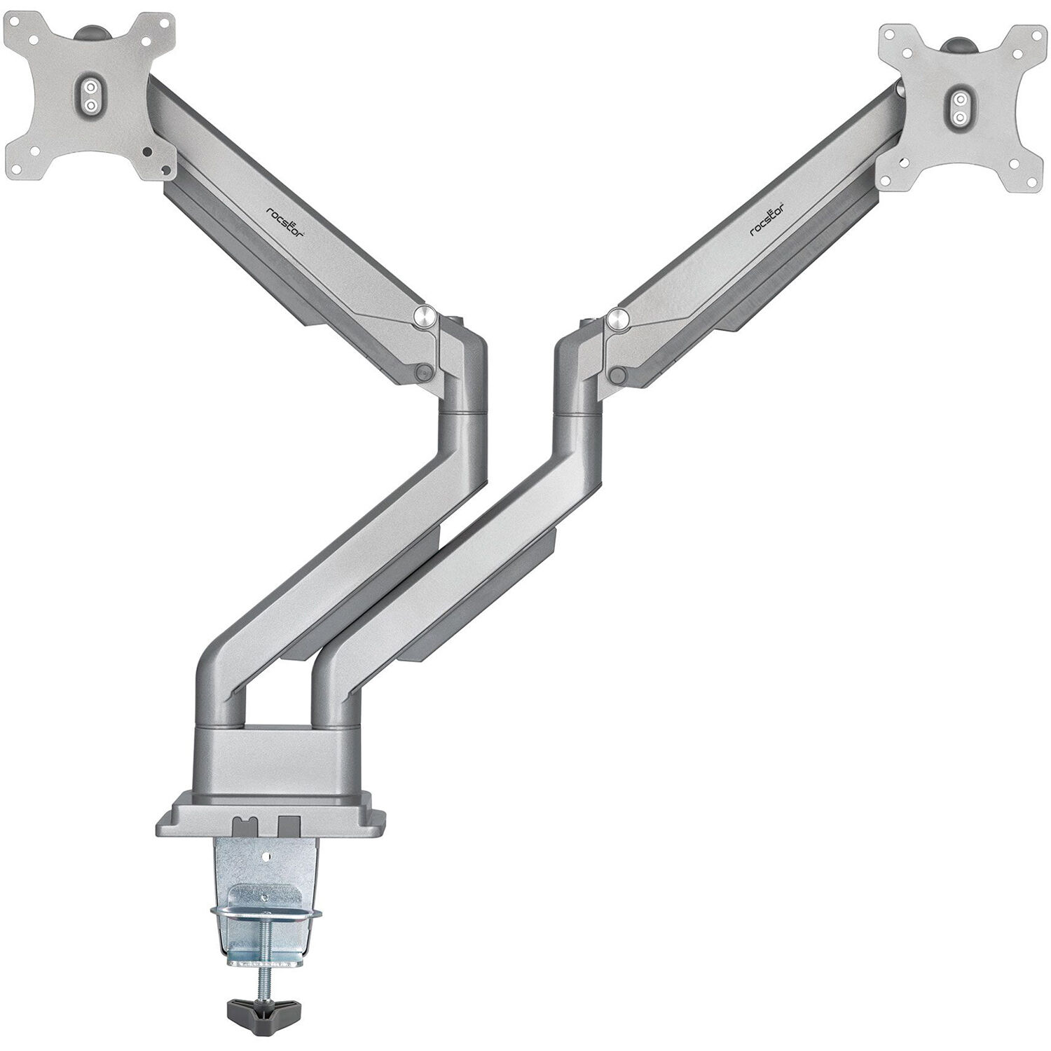 Rocstor ERGOREACH ED4 premium aluminum dual monitor arm with C-clamp and grommet mount — view 5