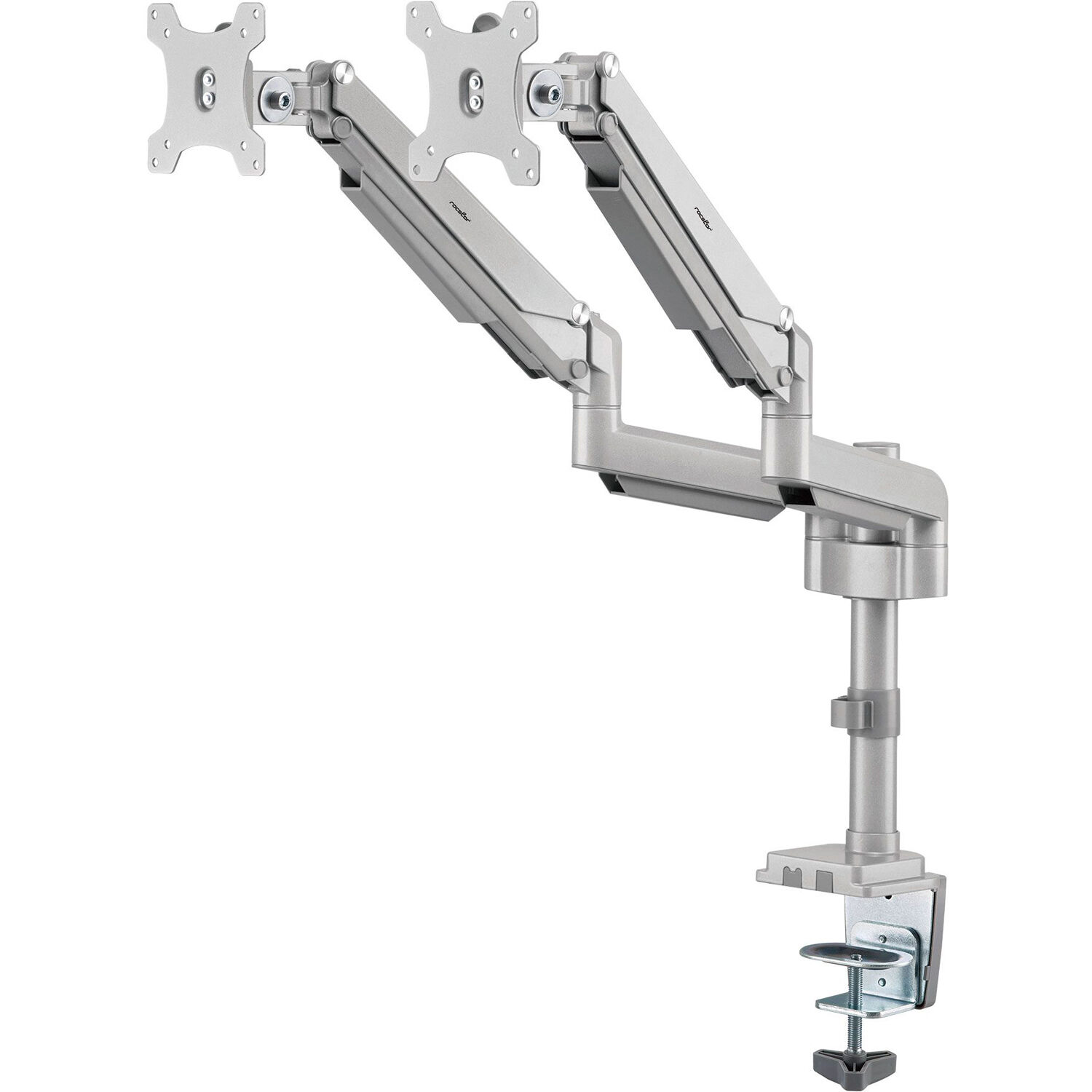 Premium aluminum dual monitor arm with C-clamp and grommet mounting for ergonomic desk setups — view 4