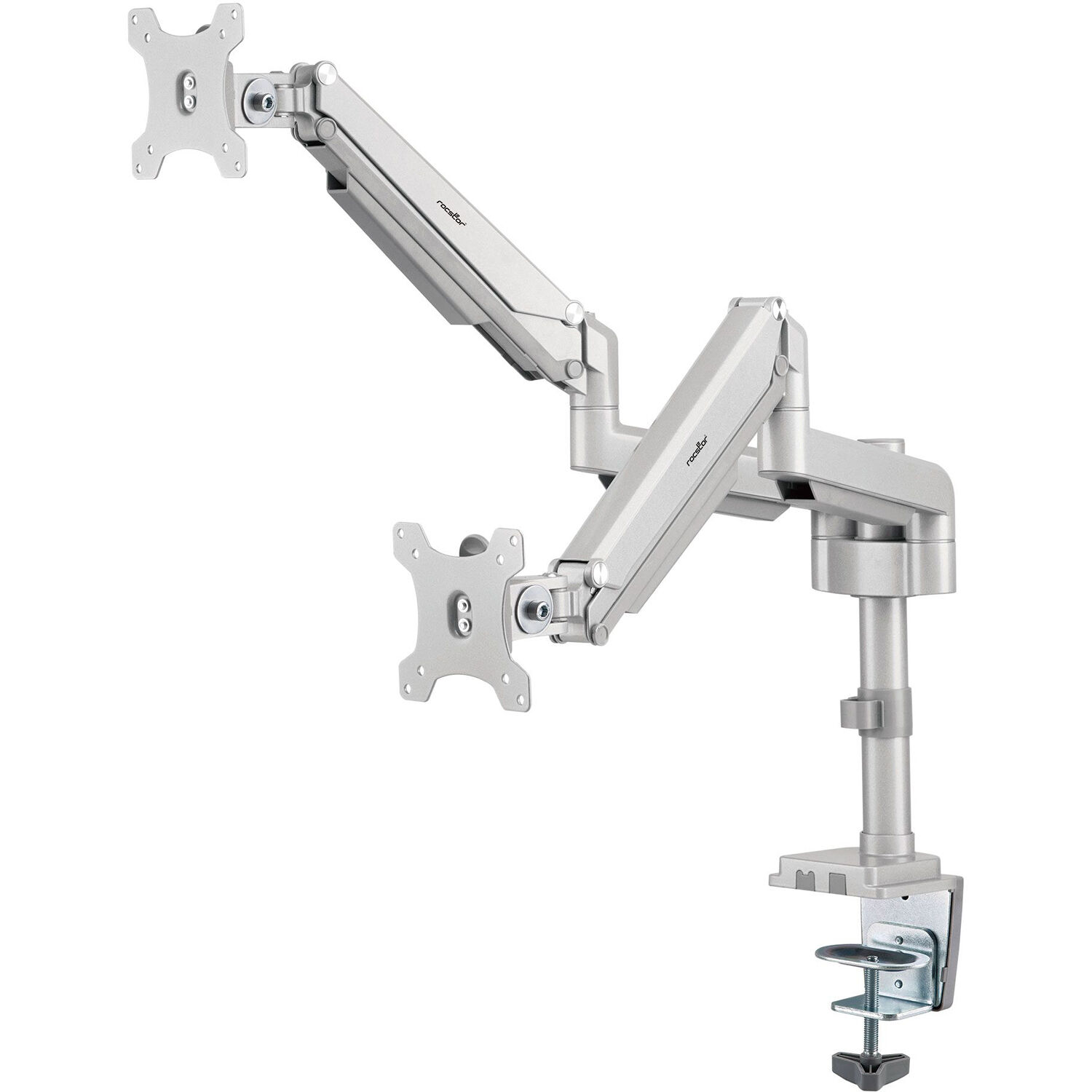 Premium aluminum dual monitor arm with C-clamp and grommet mounting for ergonomic desk setups — view 5