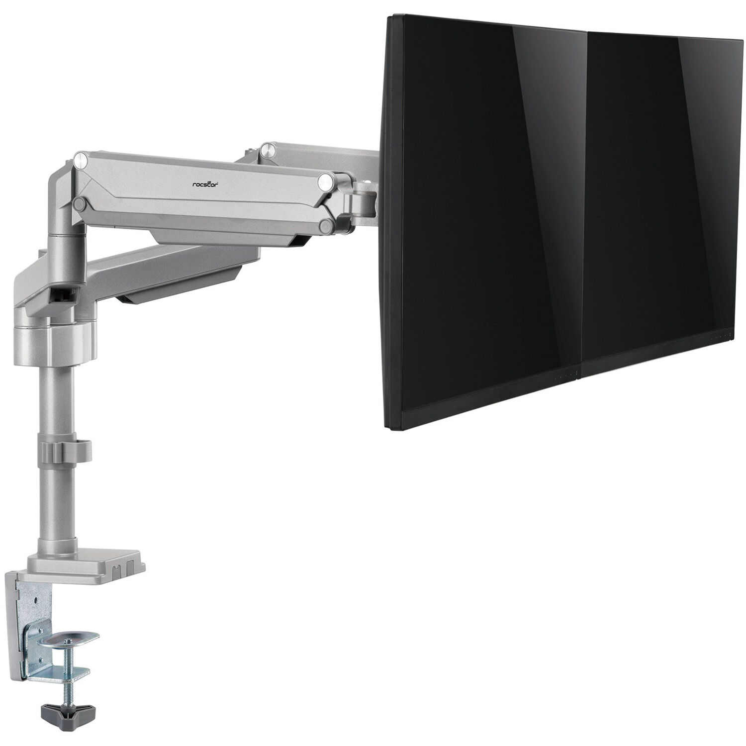 Premium aluminum dual monitor arm with C-clamp and grommet mounting for ergonomic desk setups — view 8