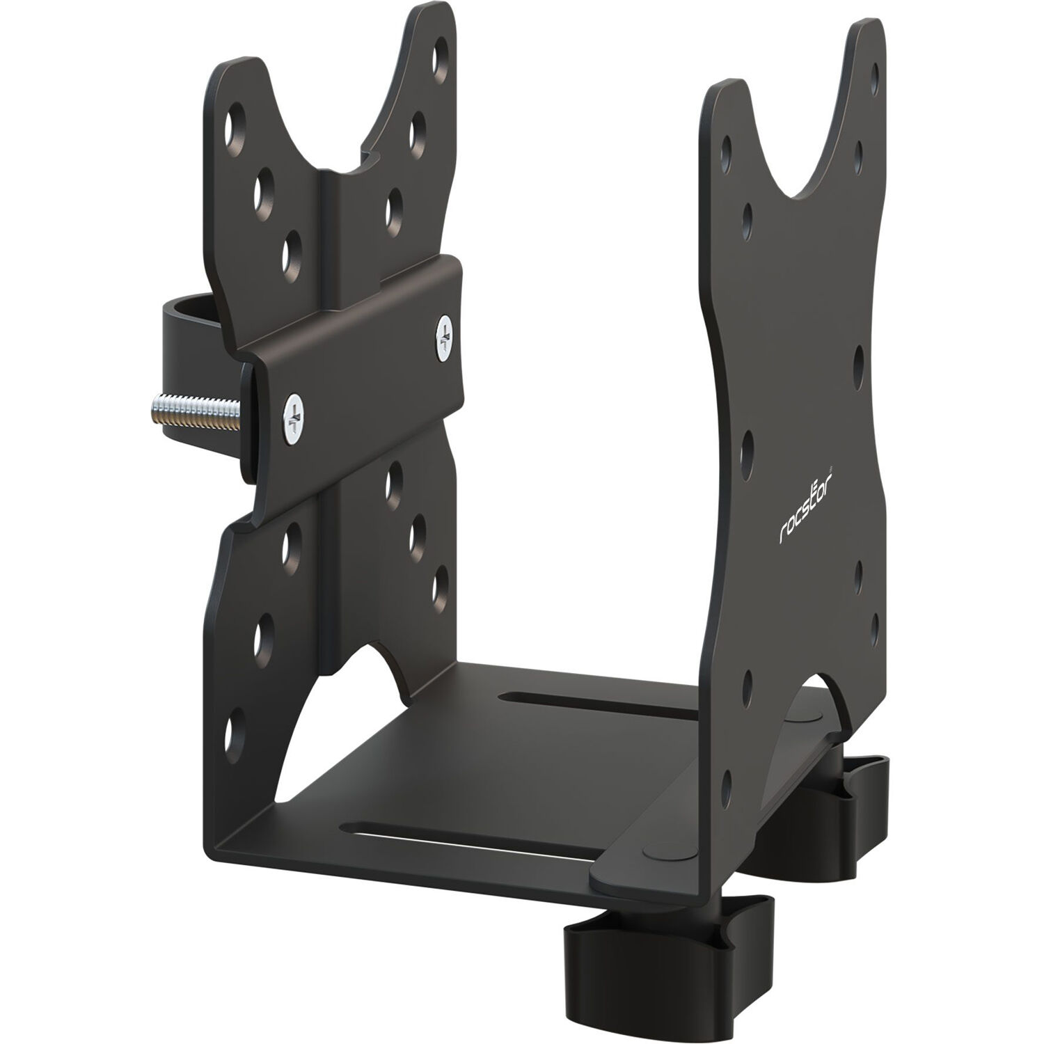 Rocstor premium thin client mount heavy-duty VESA bracket installed under a desk — view 2