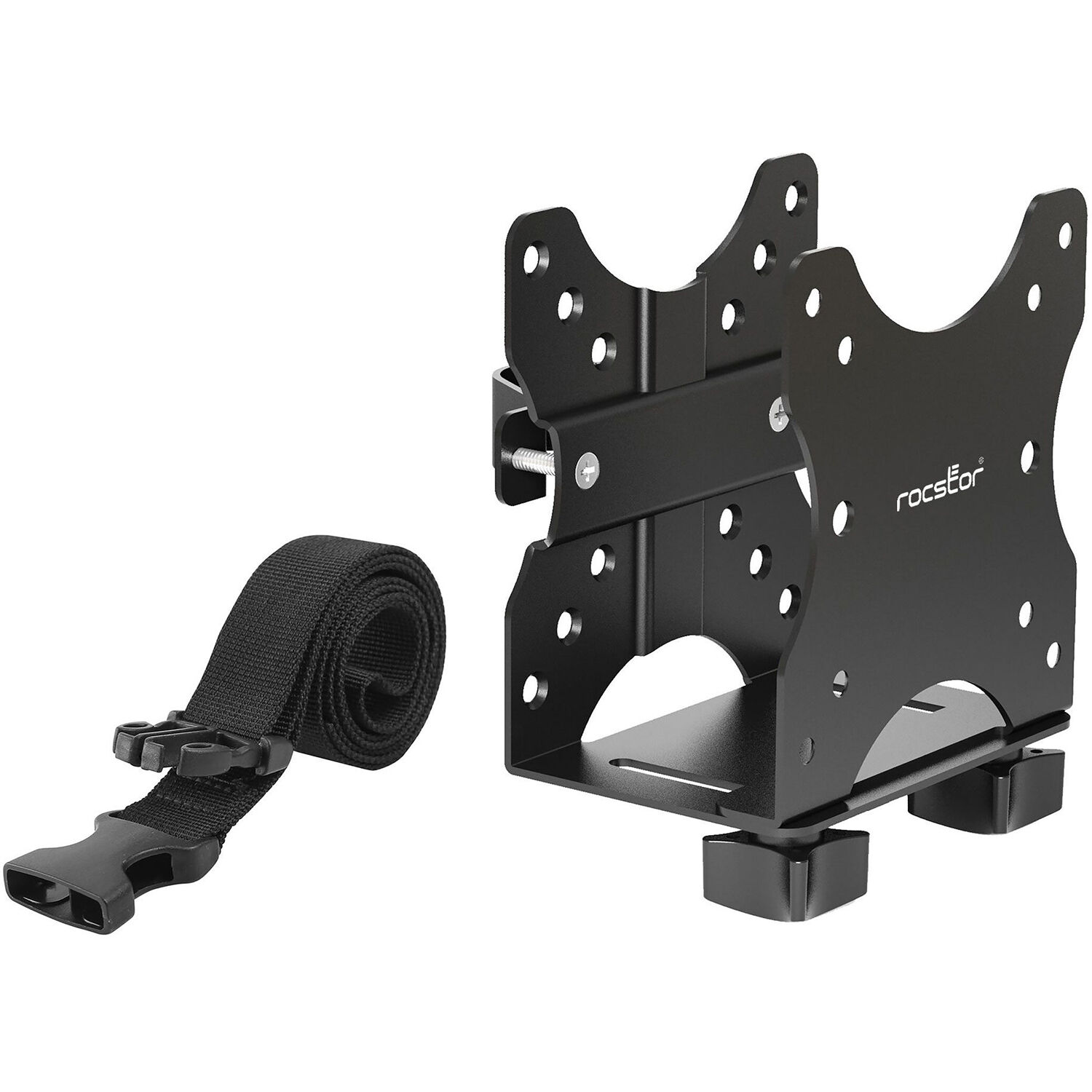 Rocstor premium thin client mount heavy-duty VESA bracket installed under a desk — view 3