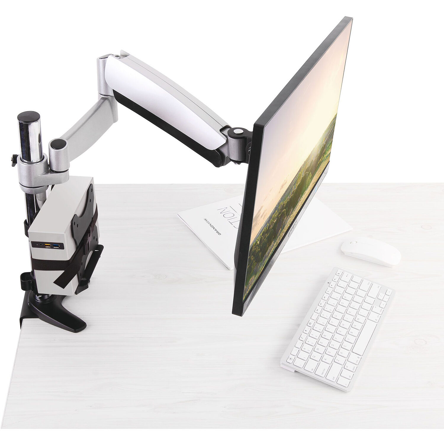 Rocstor premium thin client mount heavy-duty VESA bracket installed under a desk — view 6