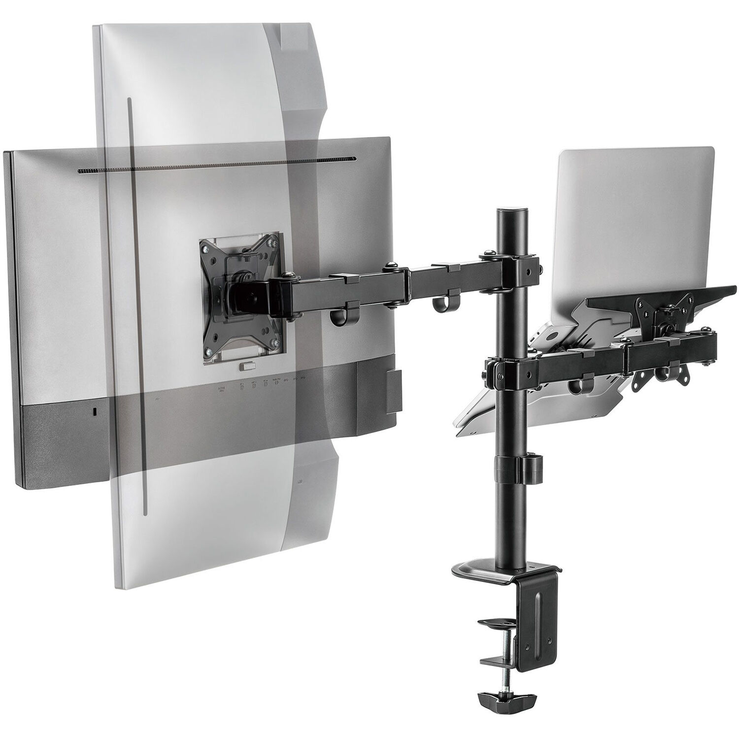Rocstor premium VESA laptop tray mounted to an adjustable monitor arm — view 6