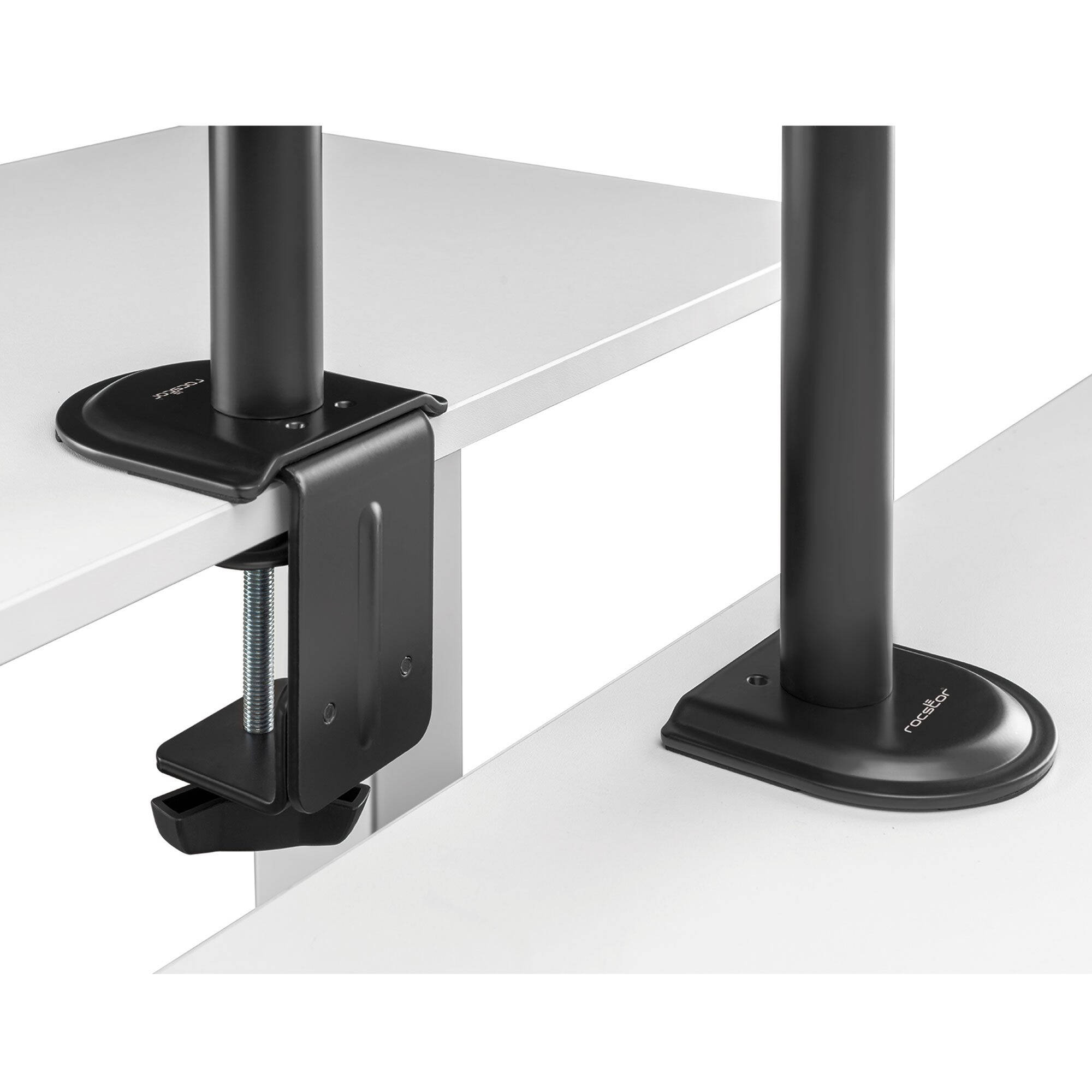 Rocstor premium VESA laptop tray mounted to an adjustable monitor arm — view 9