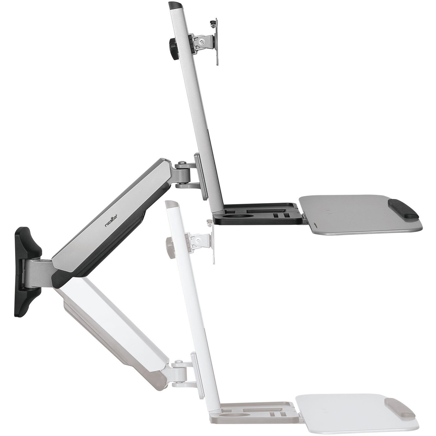 ERGOCENTER EW2 premium single monitor wall mount workstation with gas-spring arm — view 7