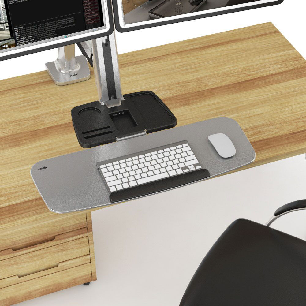 Dual monitor desk mount workstation with C-clamp and grommet mounting for office desks — view 4