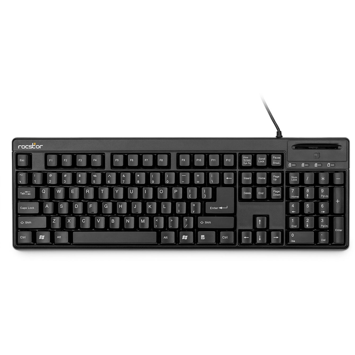 Rocstor Ks20t 104-Key Keyboard with Buil-in Smart Card Reader - Common Access Ca
