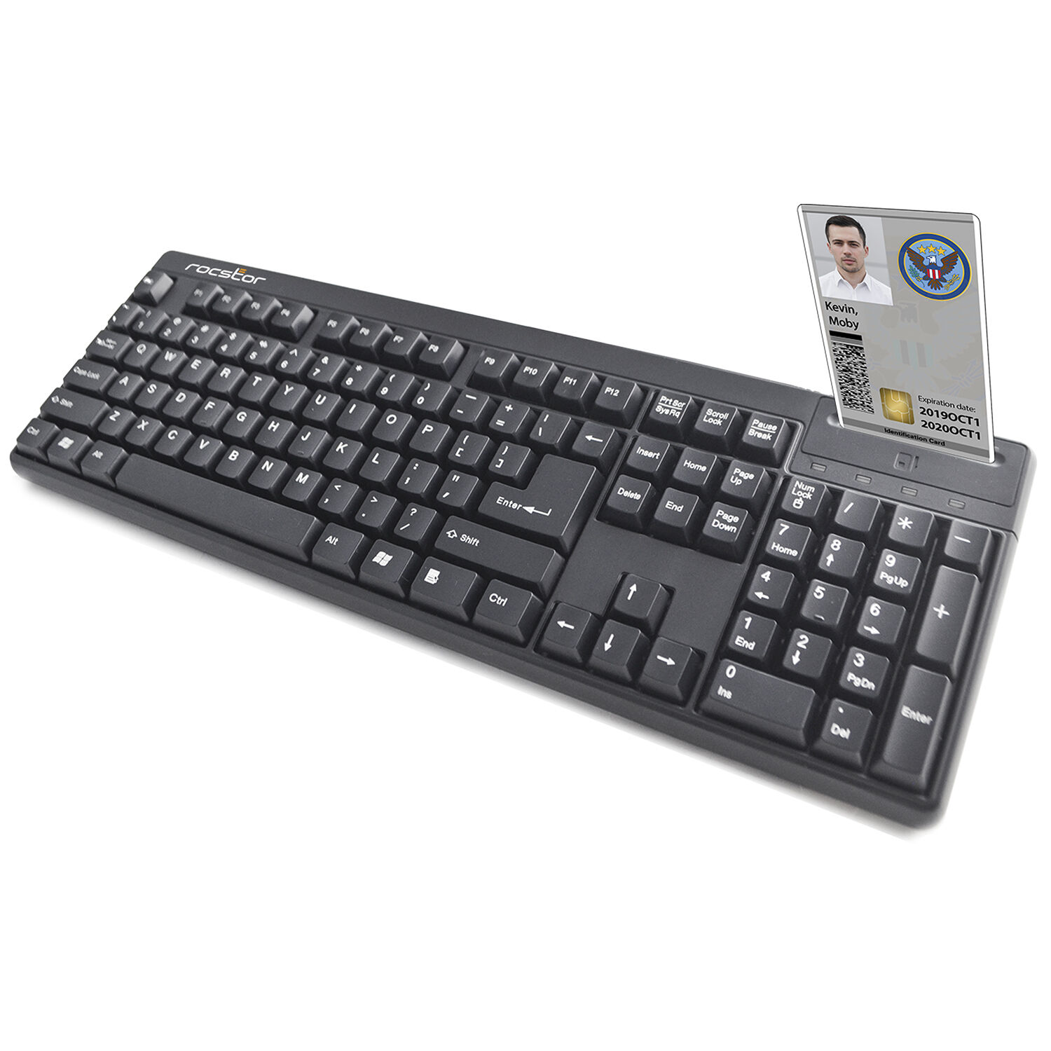 Rocstor KS20T 104-key USB keyboard with built-in smart card reader for CAC and PIV authentication — view 3