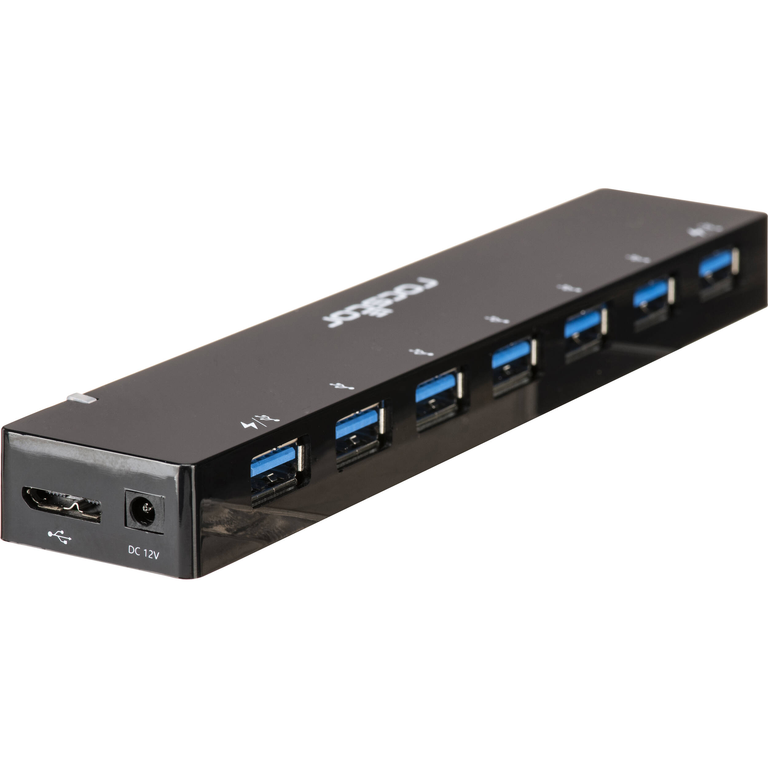 Rocstor 7-port USB 3.0 hub with two 2.4A fast-charge ports for desktop connectivity — view 3