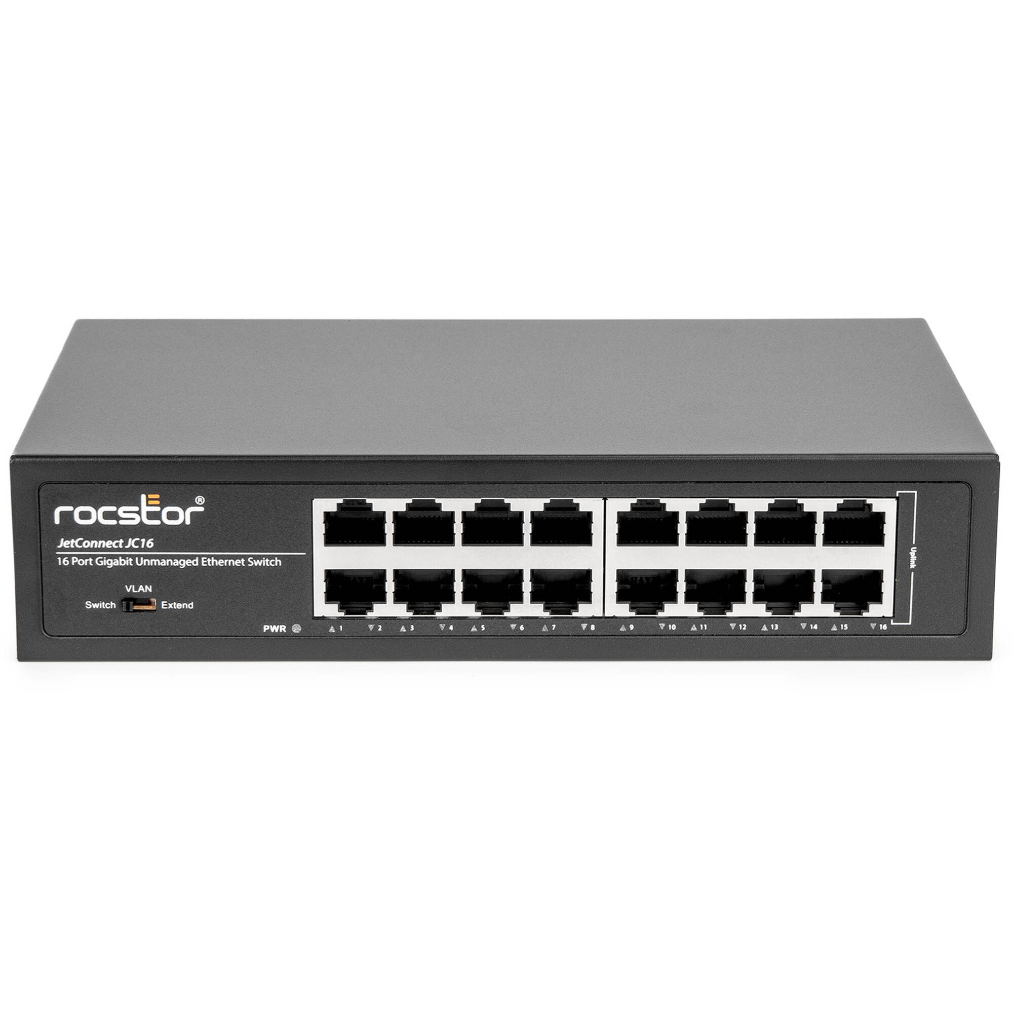 JETCONNECT JC16 16-port Gigabit unmanaged network switch for desktop or rackmount installation — view 2