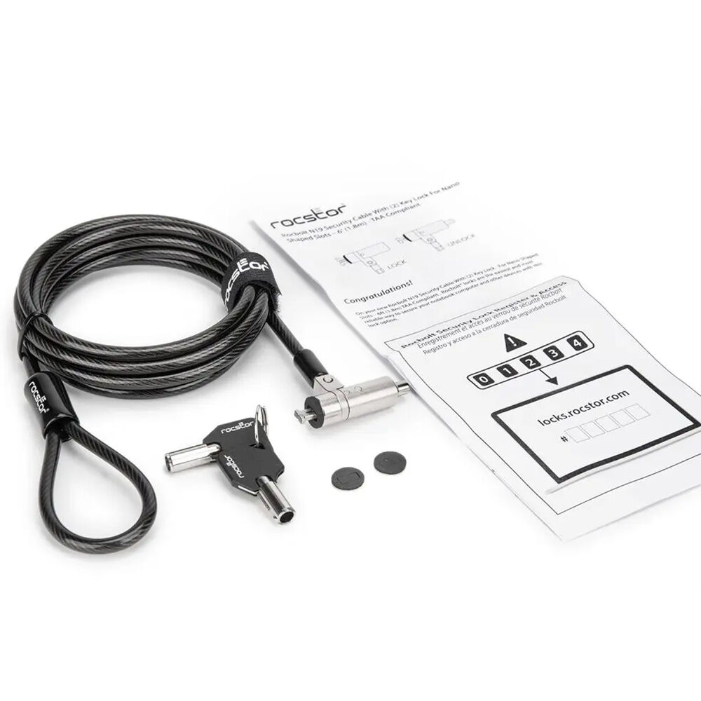 ROCBOLT N19 slim cable with keyed lock, slim nano-slot head, and 2 keys — view 6