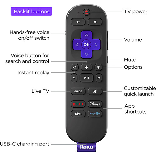 Roku Ultra 4850R streaming player for 4K playback with Ethernet and Dolby Atmos — view 3
