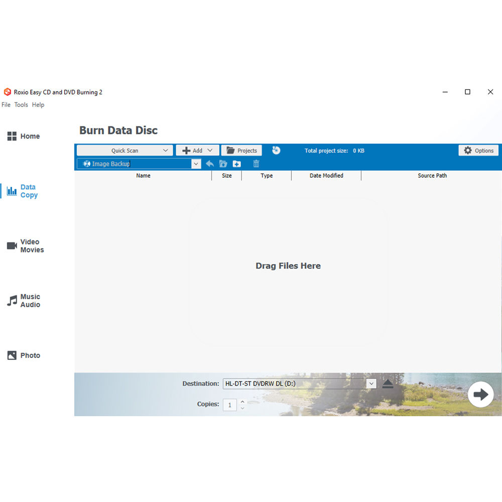 Roxio Easy CD & DVD Burning 2 software for creating and copying CDs and DVDs on Windows — view 3