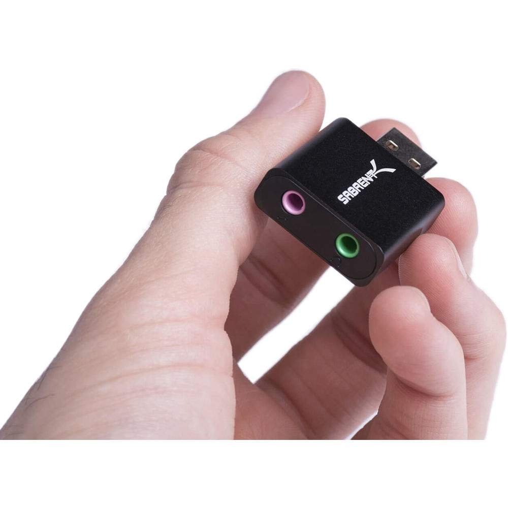 Sabrent AU-EMCB stereo sound adapter for Windows and Mac USB audio accessory — view 3