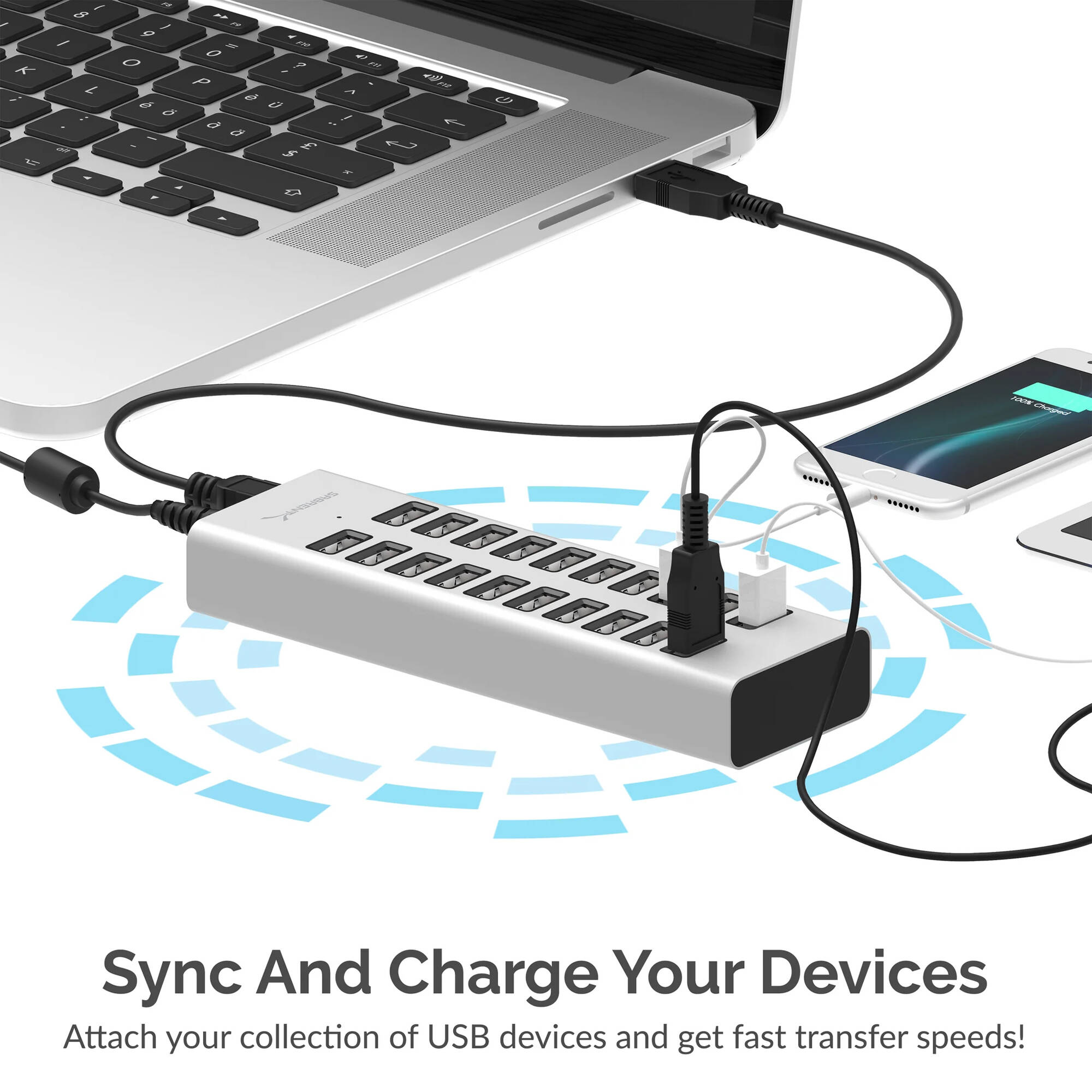 Sabrent AX-P20C 20-port USB charger with 90 W 12 V power supply — view 6
