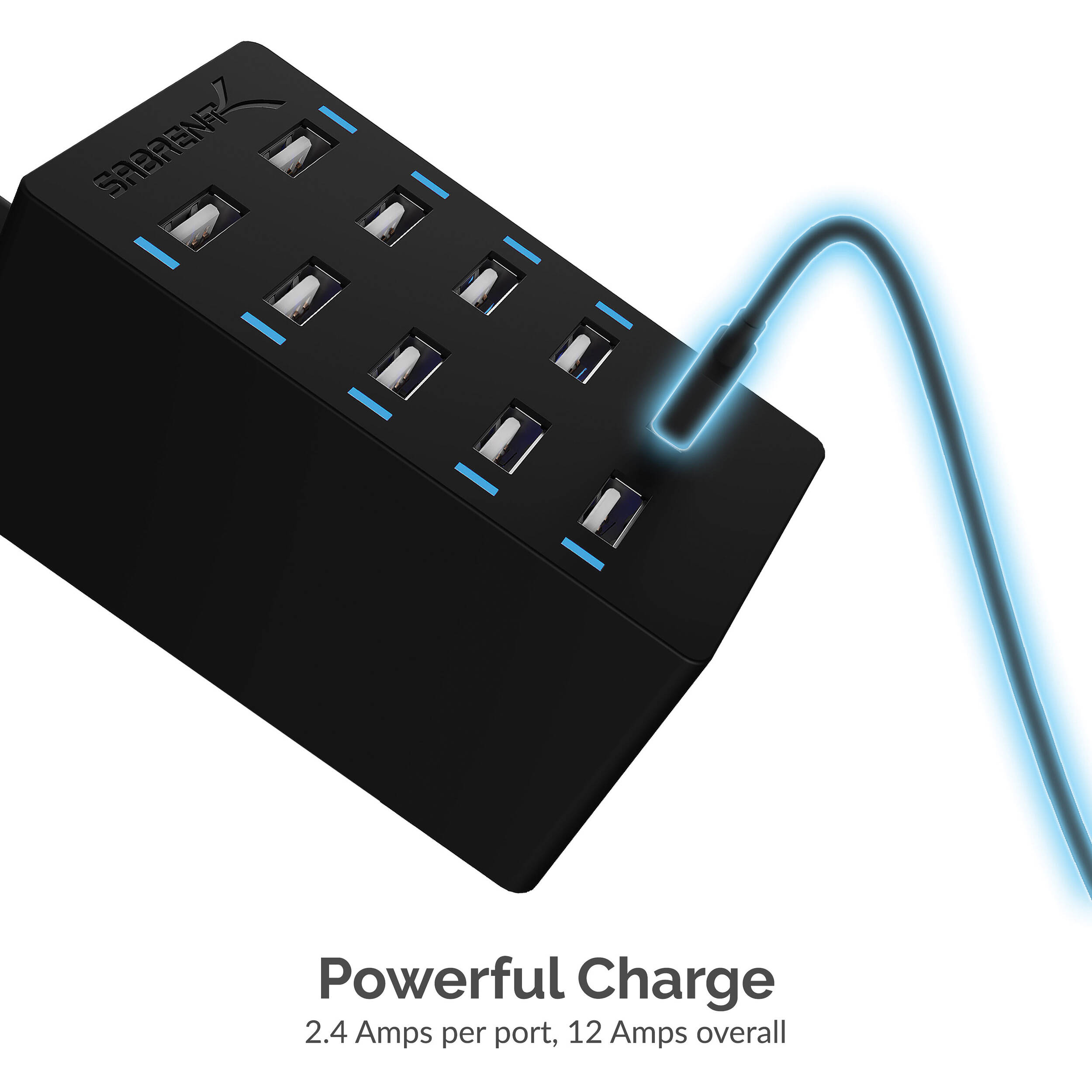 Sabrent AX-TPCS 60 W 10-port USB charger for phones and tablets — view 3