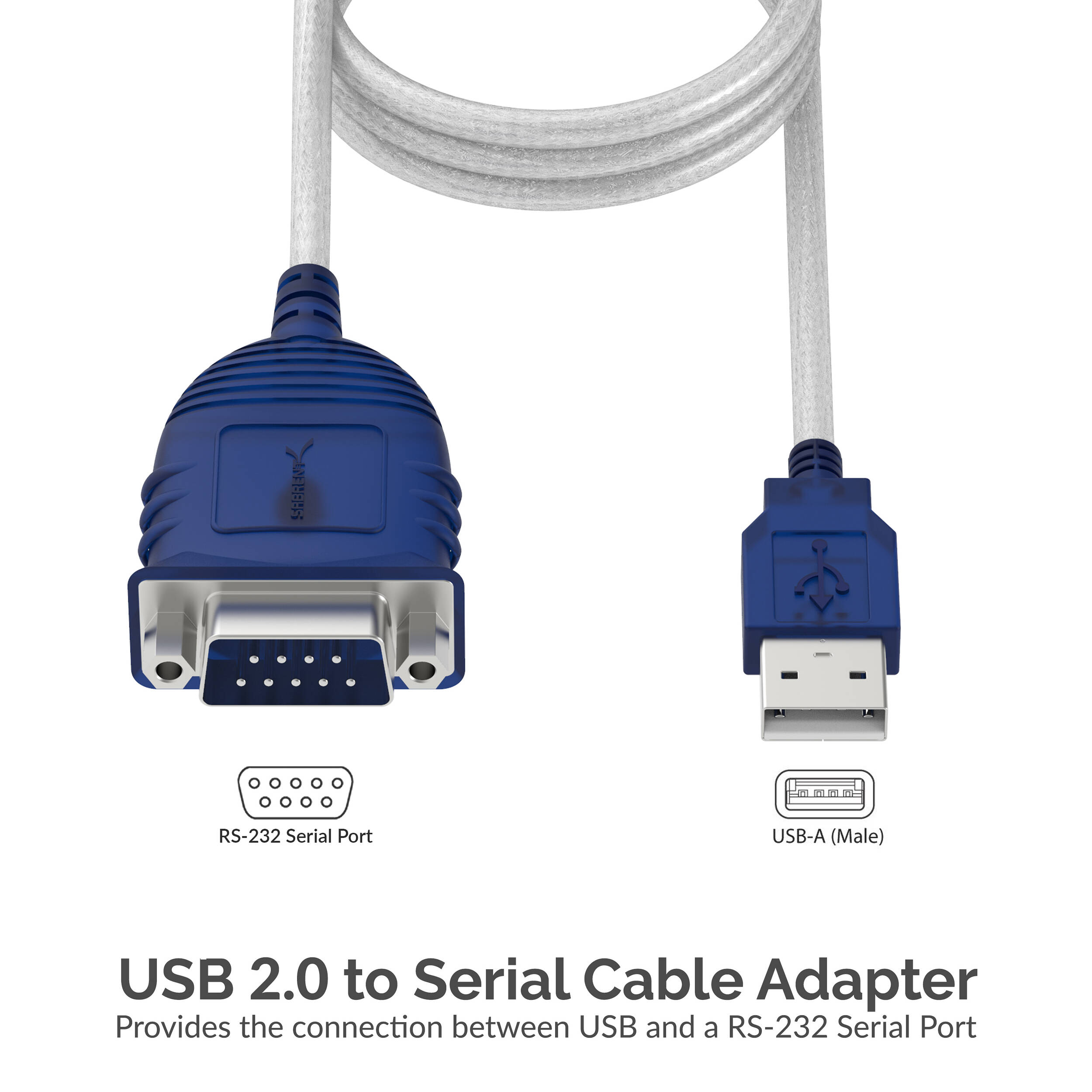Sabrent CB-9P6F 6-foot USB 2.0 to serial cable for legacy device connectivity — view 2