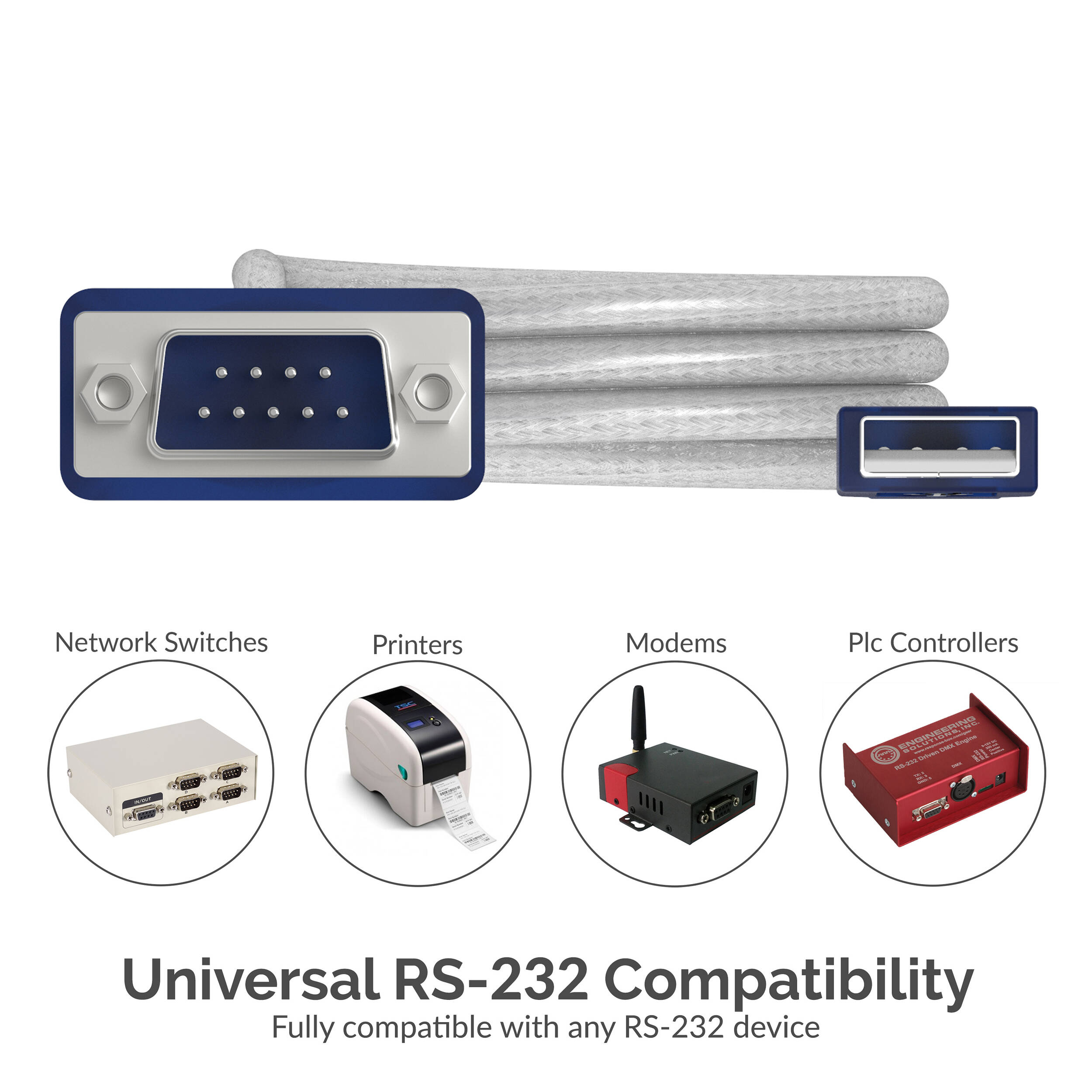 Sabrent CB-9P6F 6-foot USB 2.0 to serial cable for legacy device connectivity — view 4