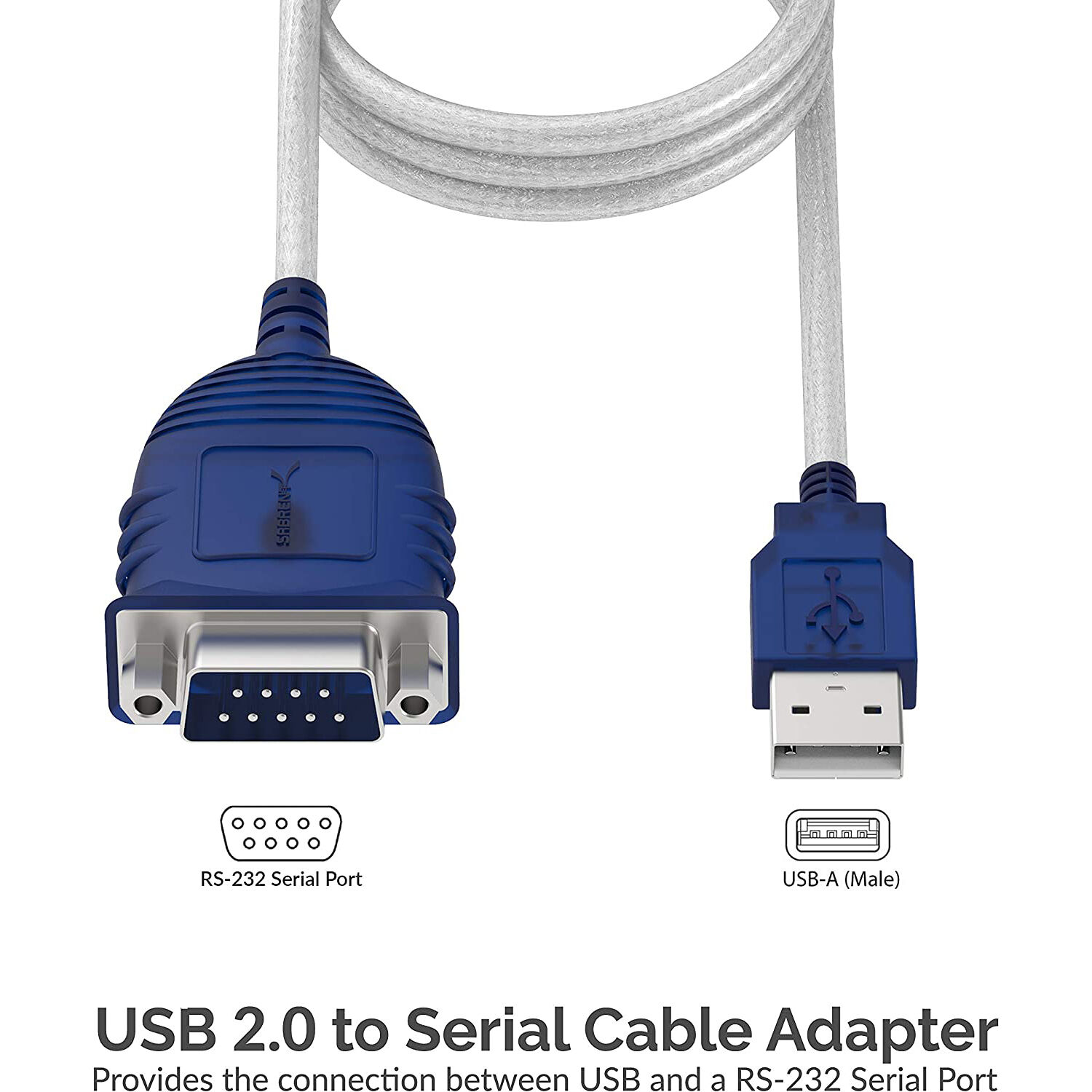 Sabrent USB 2.0 to DB-9 RS-232 serial converter cable with Prolific chipset — view 2