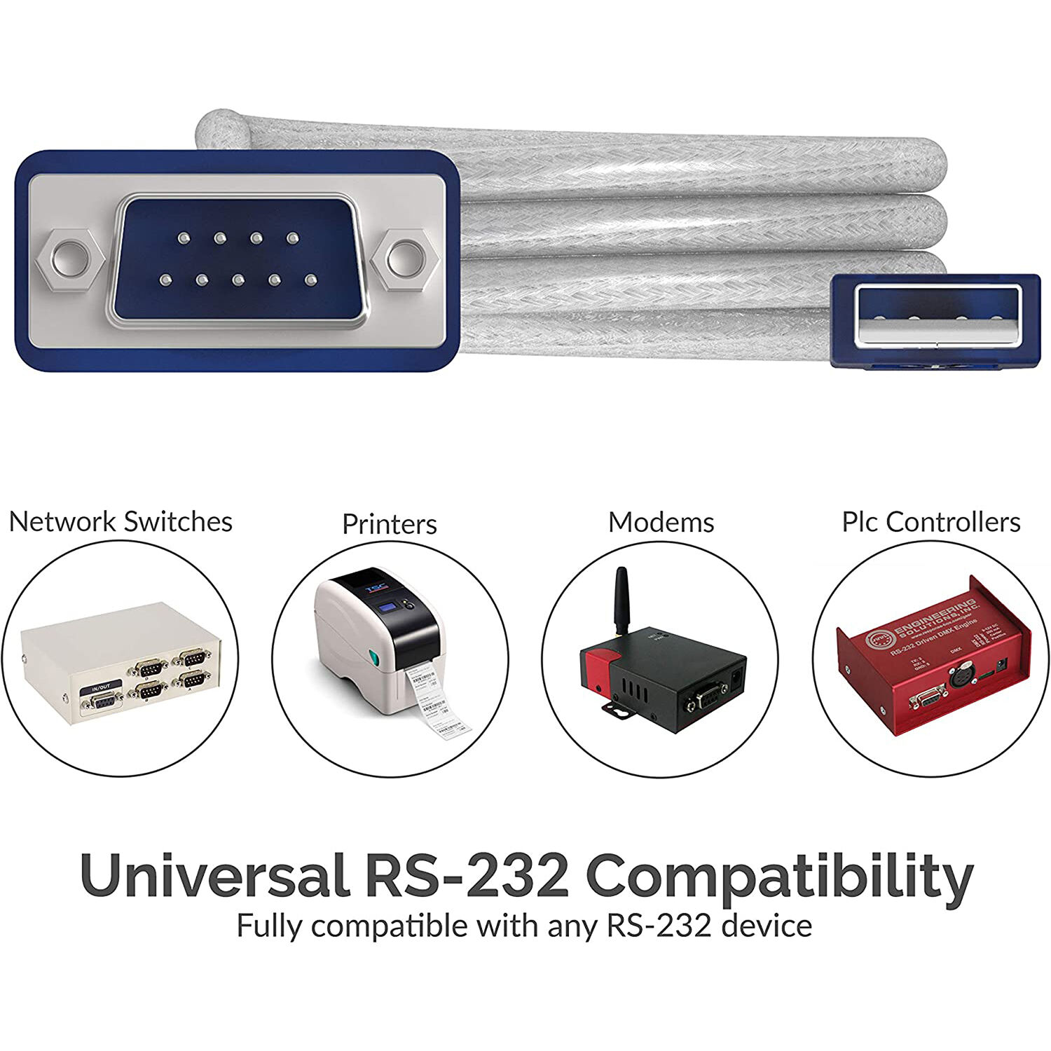Sabrent USB 2.0 to DB-9 RS-232 serial converter cable with Prolific chipset — view 3