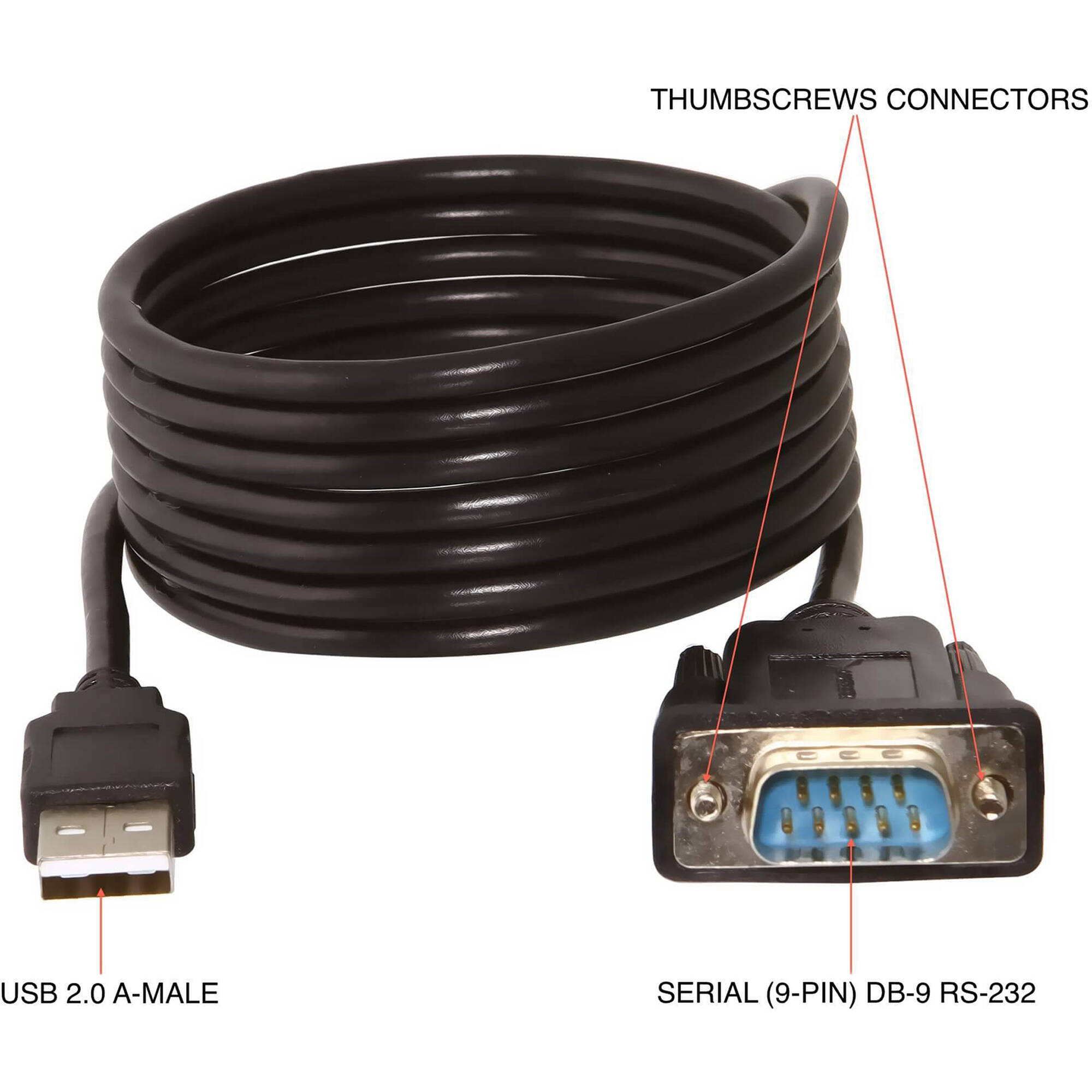 Sabrent CB-FTDI 6 ft USB 2.0 to DB9 RS232 FTDI adapter cable — view 3