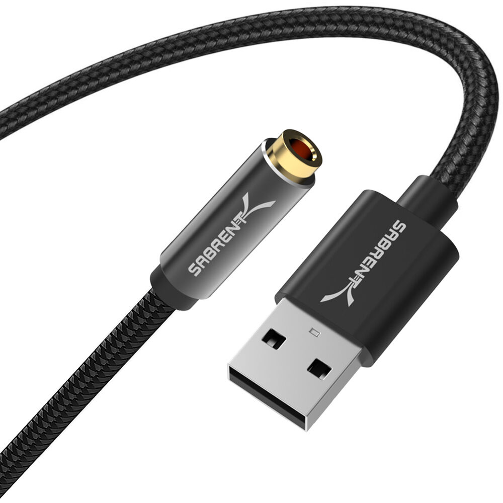 SABRENT USB TYPEA TO 3.5MM DUALFUNCTION AUDIO JACK ACTIVE ADAP 20IN CBL — view 2
