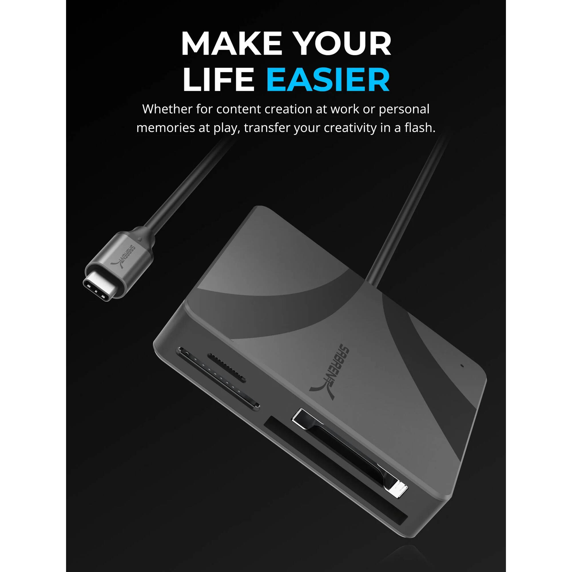 SABRENT USB-C MULTI-CARD READER CFX B. CFAST 2.0. MICROSD/SD — view 2