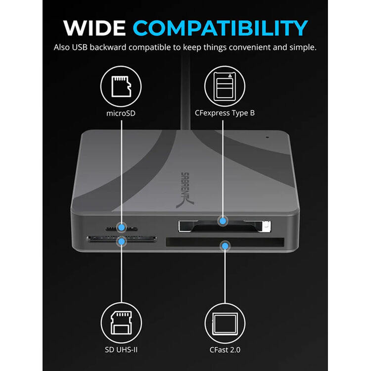 SABRENT USB-C MULTI-CARD READER CFX B. CFAST 2.0. MICROSD/SD — view 4
