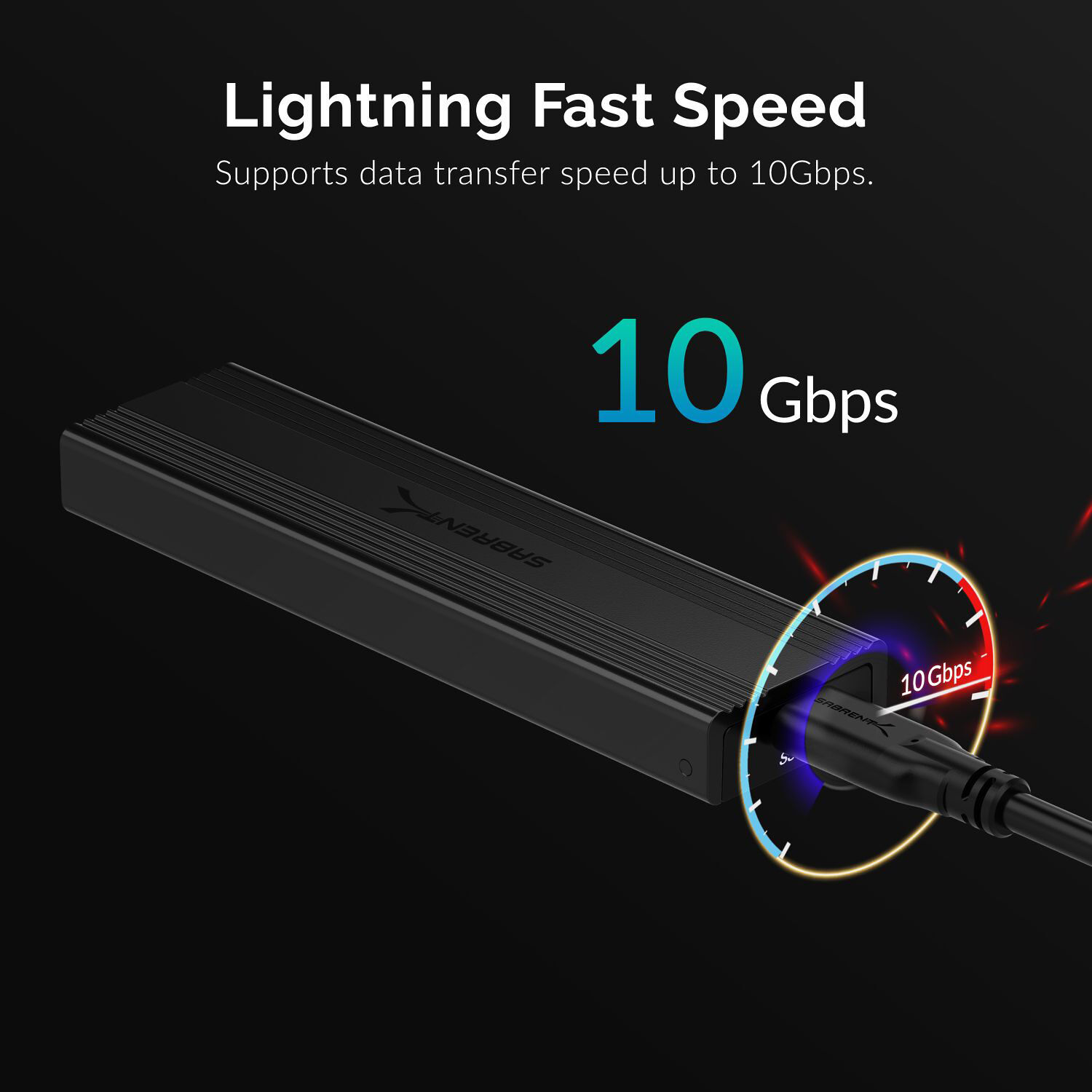 Sabrent EC-SNVE USB 3.2 Type-C tool-free M.2 NVMe and SATA SSD enclosure — view 3