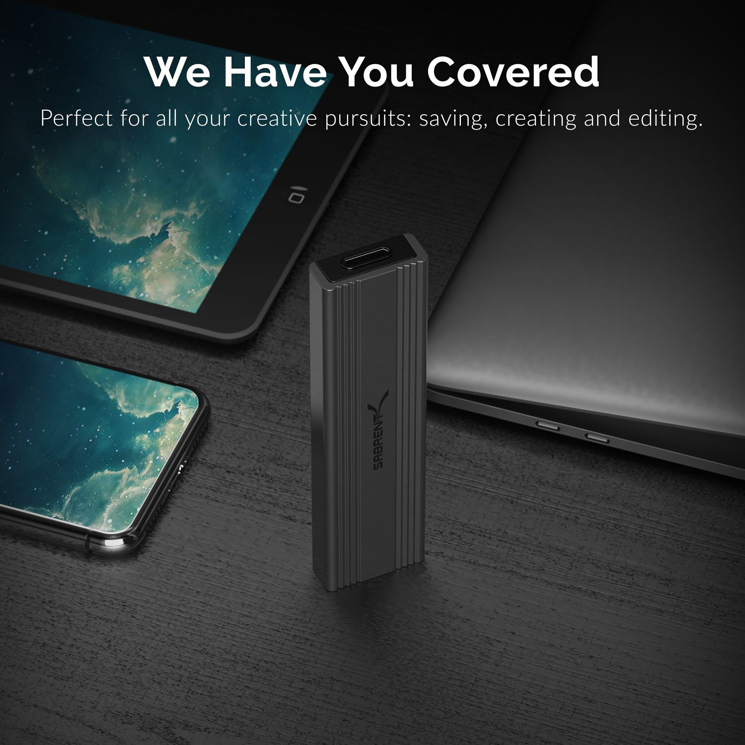 Sabrent EC-SNVE USB 3.2 Type-C tool-free M.2 NVMe and SATA SSD enclosure — view 5
