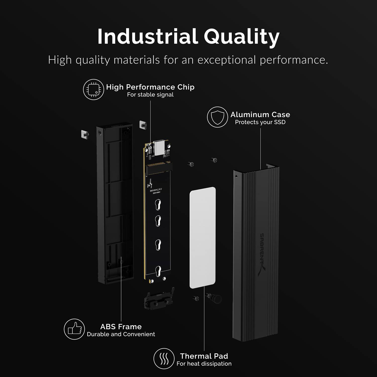 Sabrent EC-SNVE USB 3.2 Type-C tool-free M.2 NVMe and SATA SSD enclosure — view 6