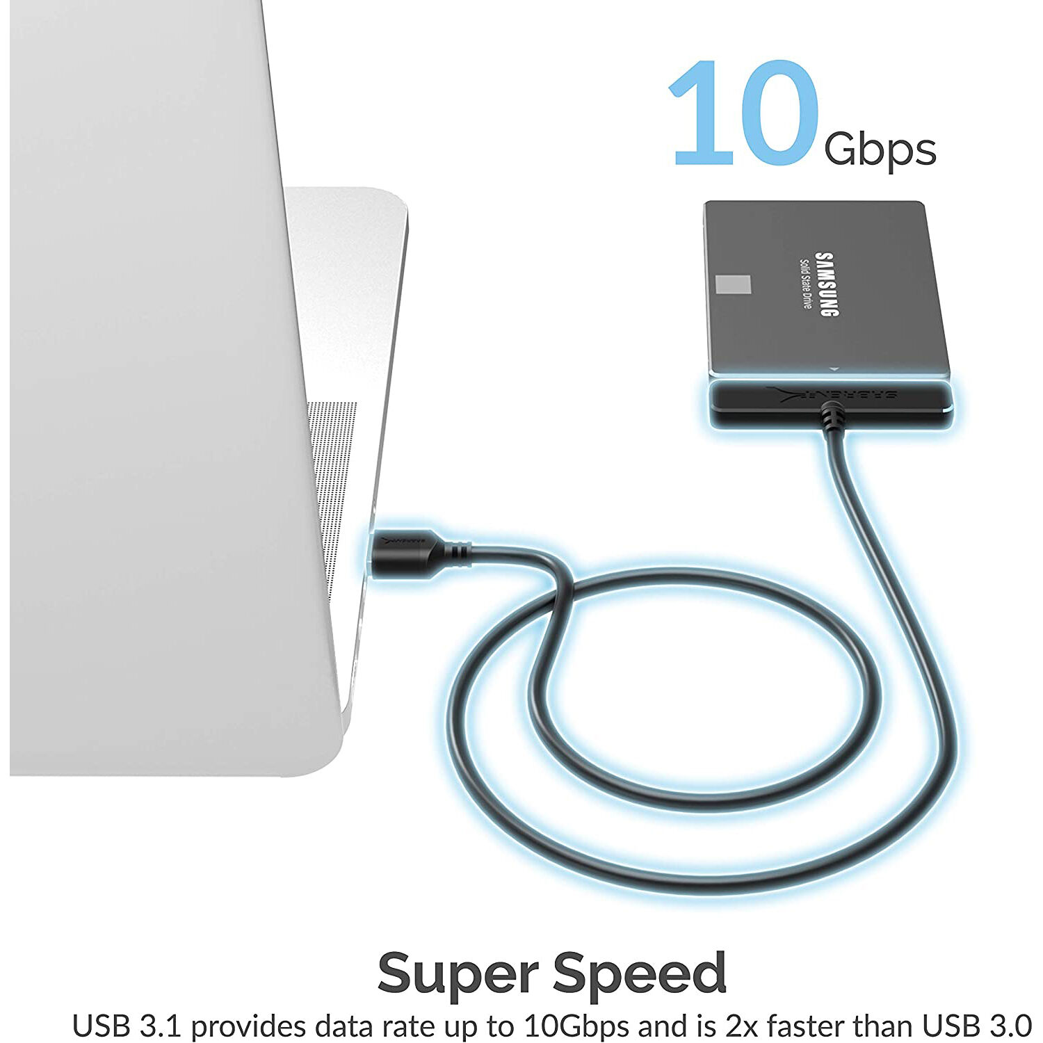 SABRENT USB-A 3.1 TO 2.5IN SSD SATA HARD DRIVE ADAPT — view 4