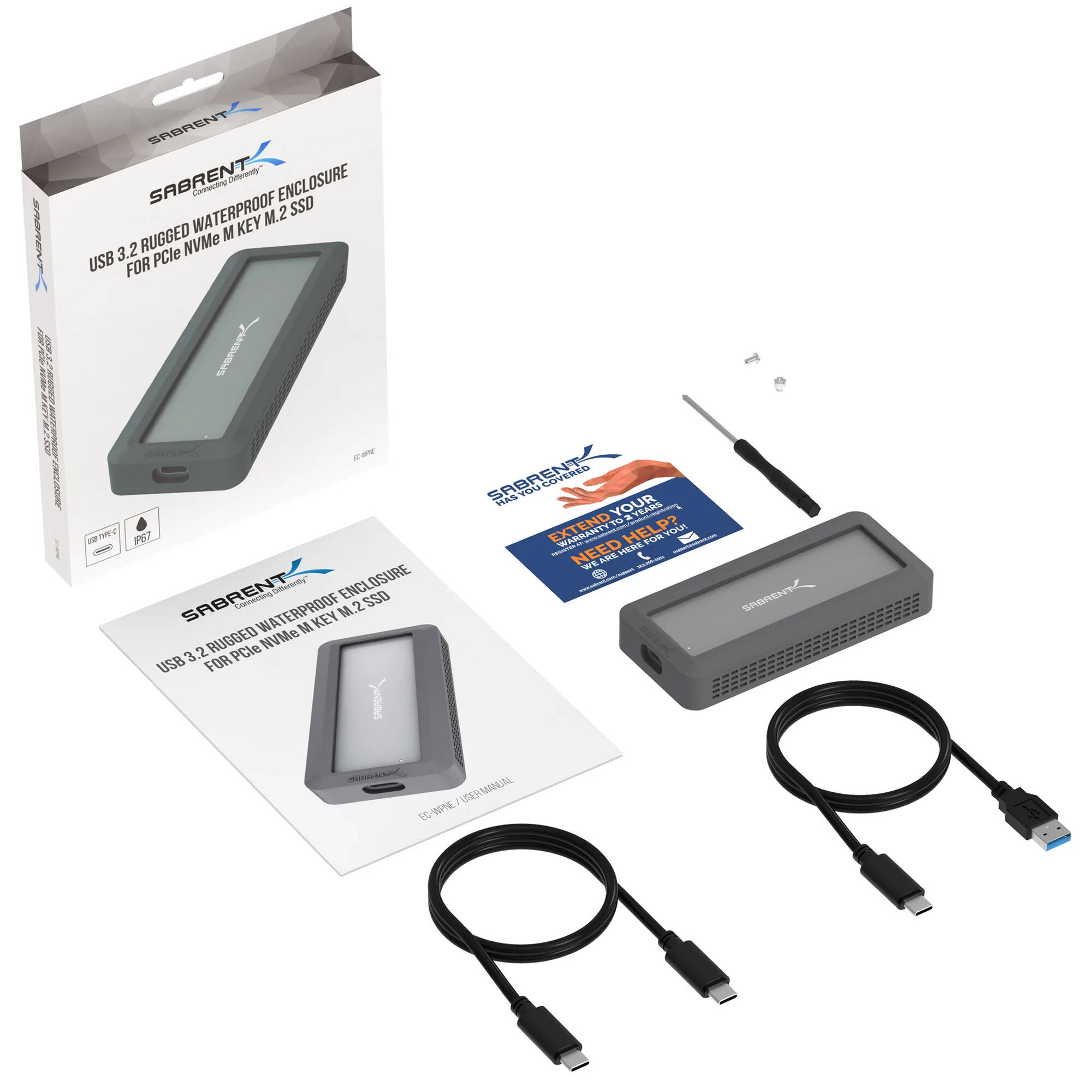 SABRENT EC-WPNE USB-C NVMe enclosure with IP67 rugged waterproof protection — view 8